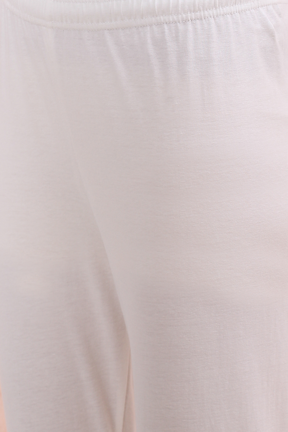Off White Cotton Leggings image number 2