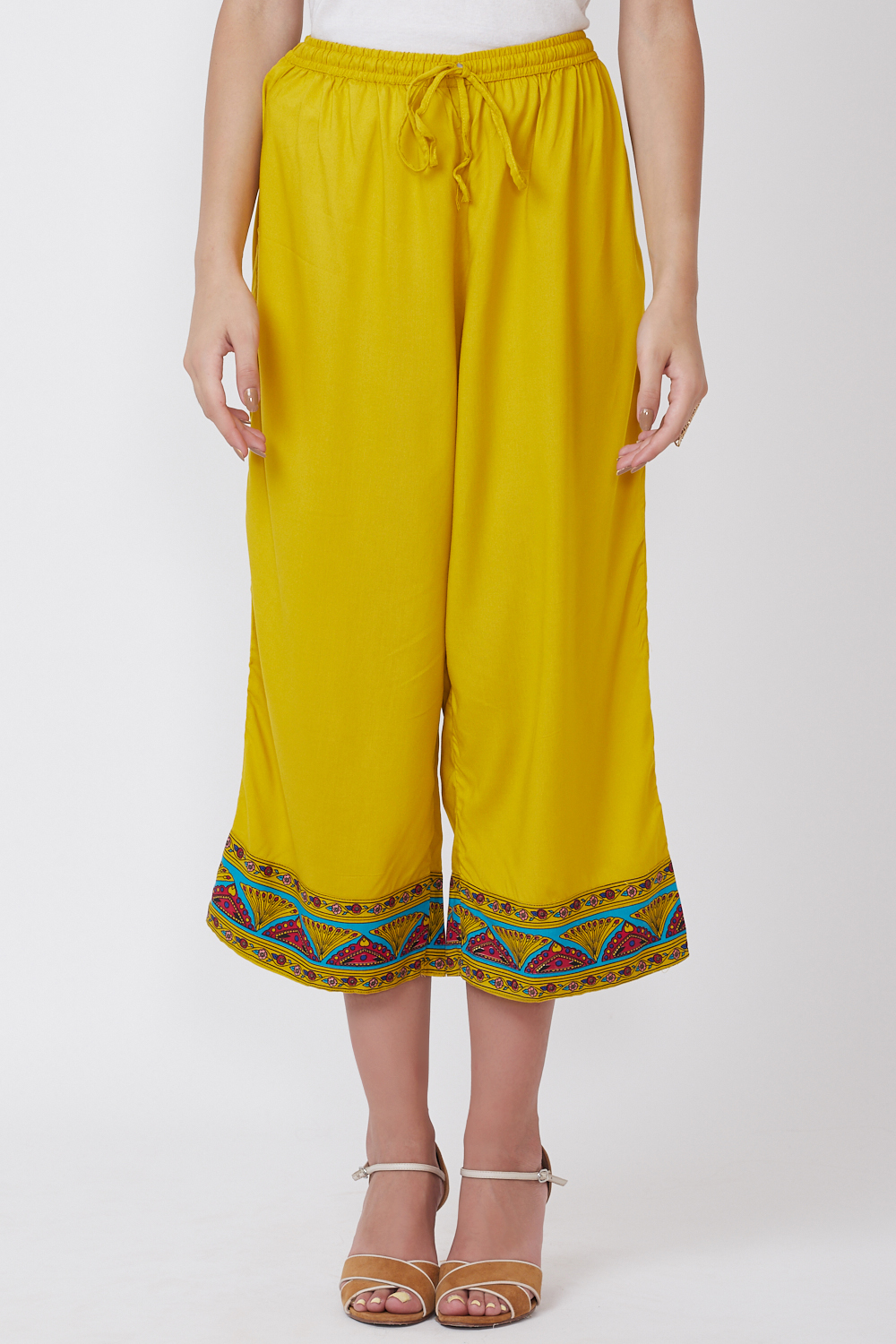 Yellow Viscose Rayon Palazzo image number 3