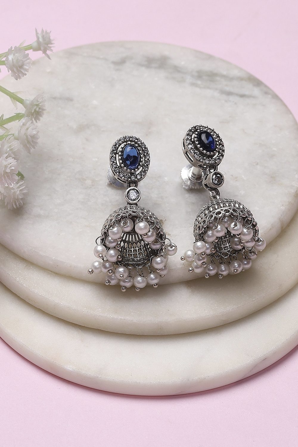 Navy Brass Jhumka image number 0