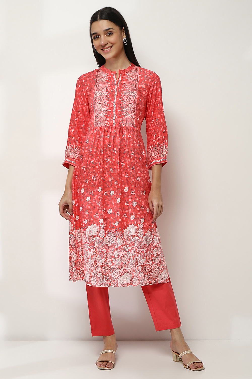 Coral Printed Straight Kurta image number 5
