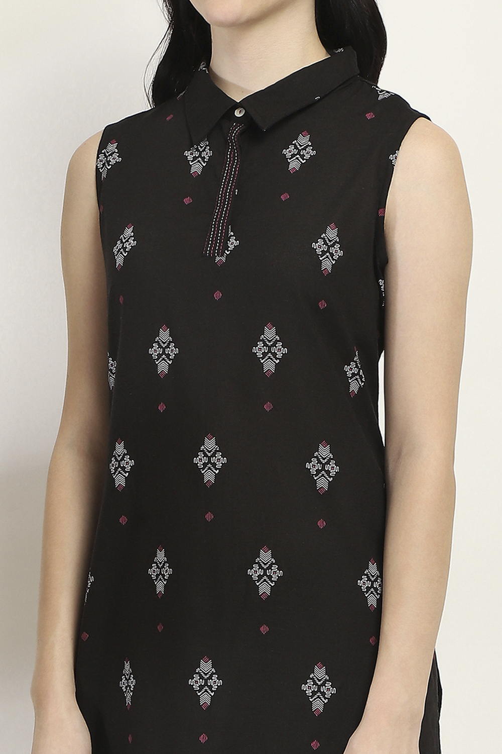 Black Viscose Blend Straight SET image number 1