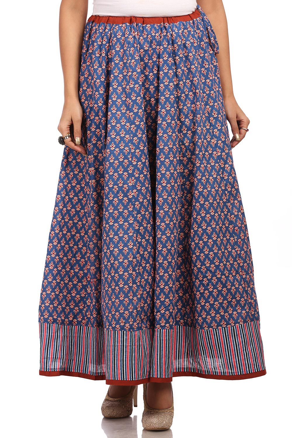 Indigo Flared Cotton Skirt image number 1