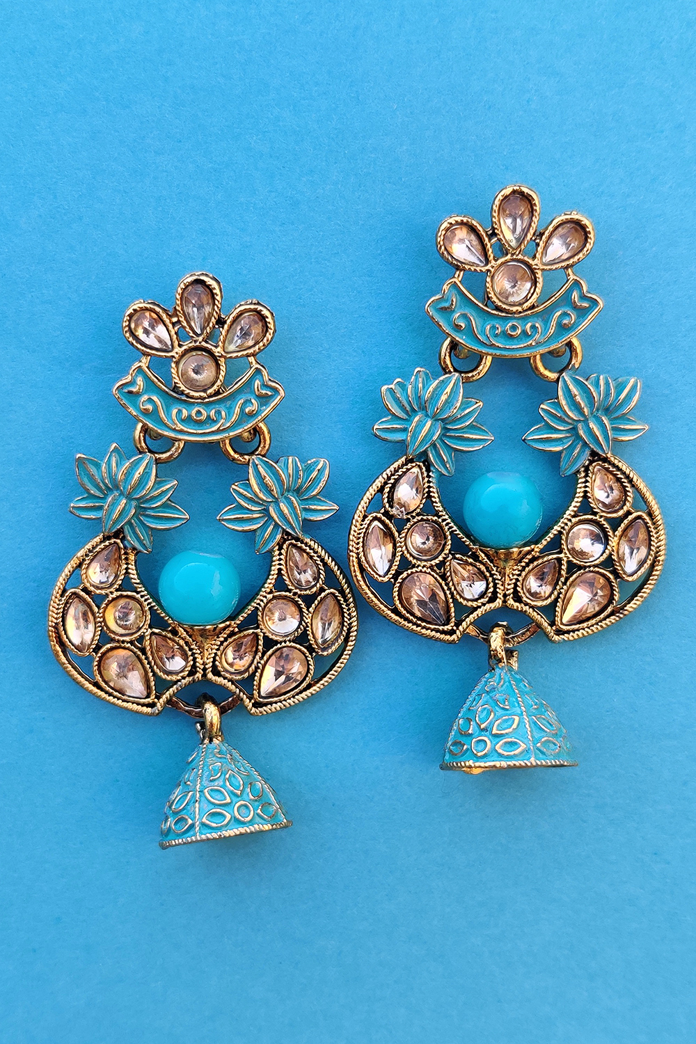 Aqua Metal Brass Earring image number 0
