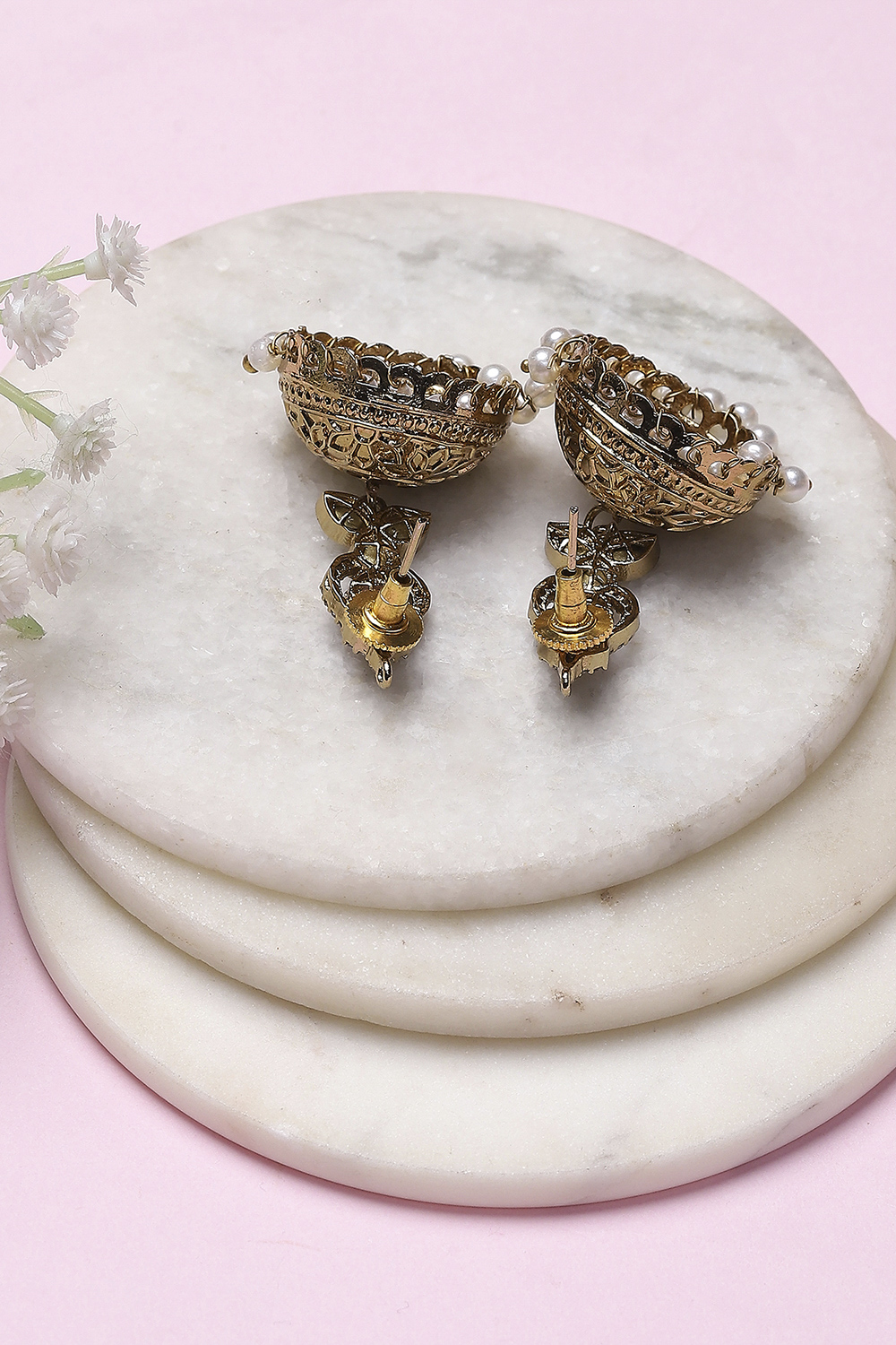 Pink Brass Jhumka image number 2