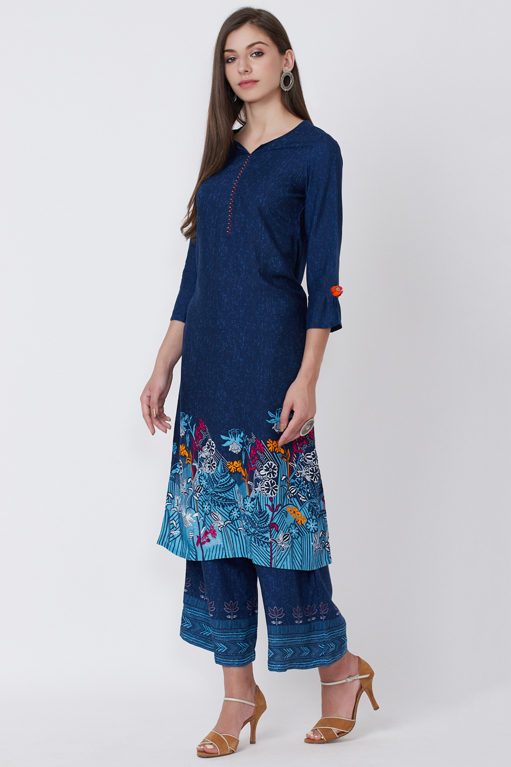 Indigo Viscose Rayon Straight Kurta image number 0