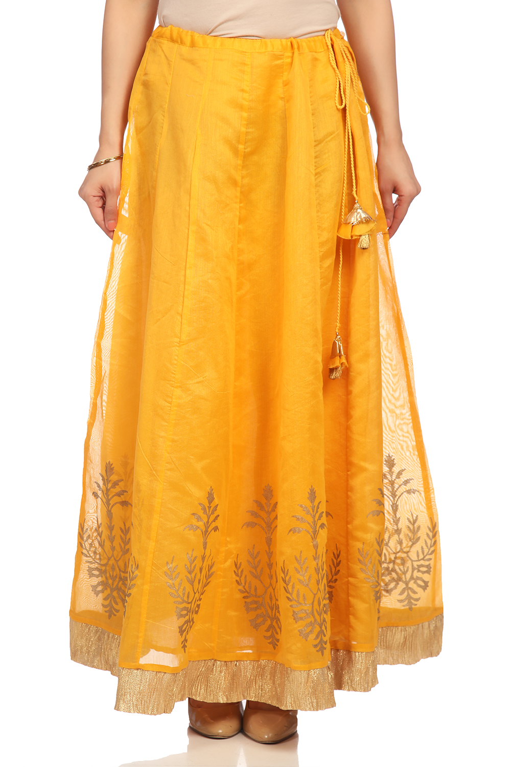 Mustard Poly Cotton Skirt image number 0