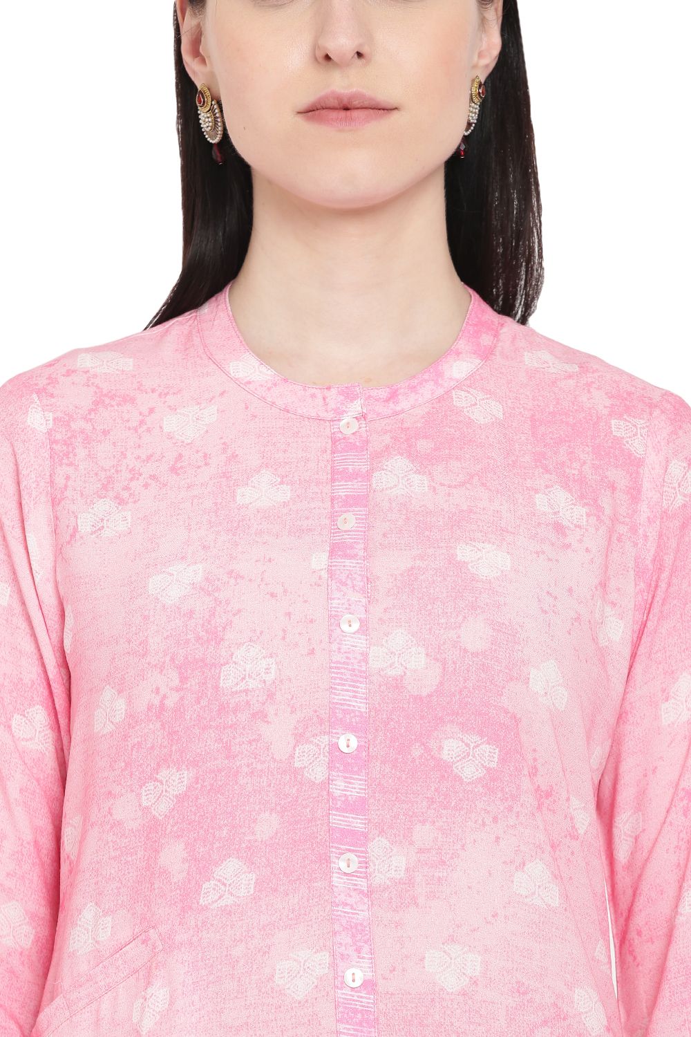 Pink Viscose Asymmetric Kurta image number 1