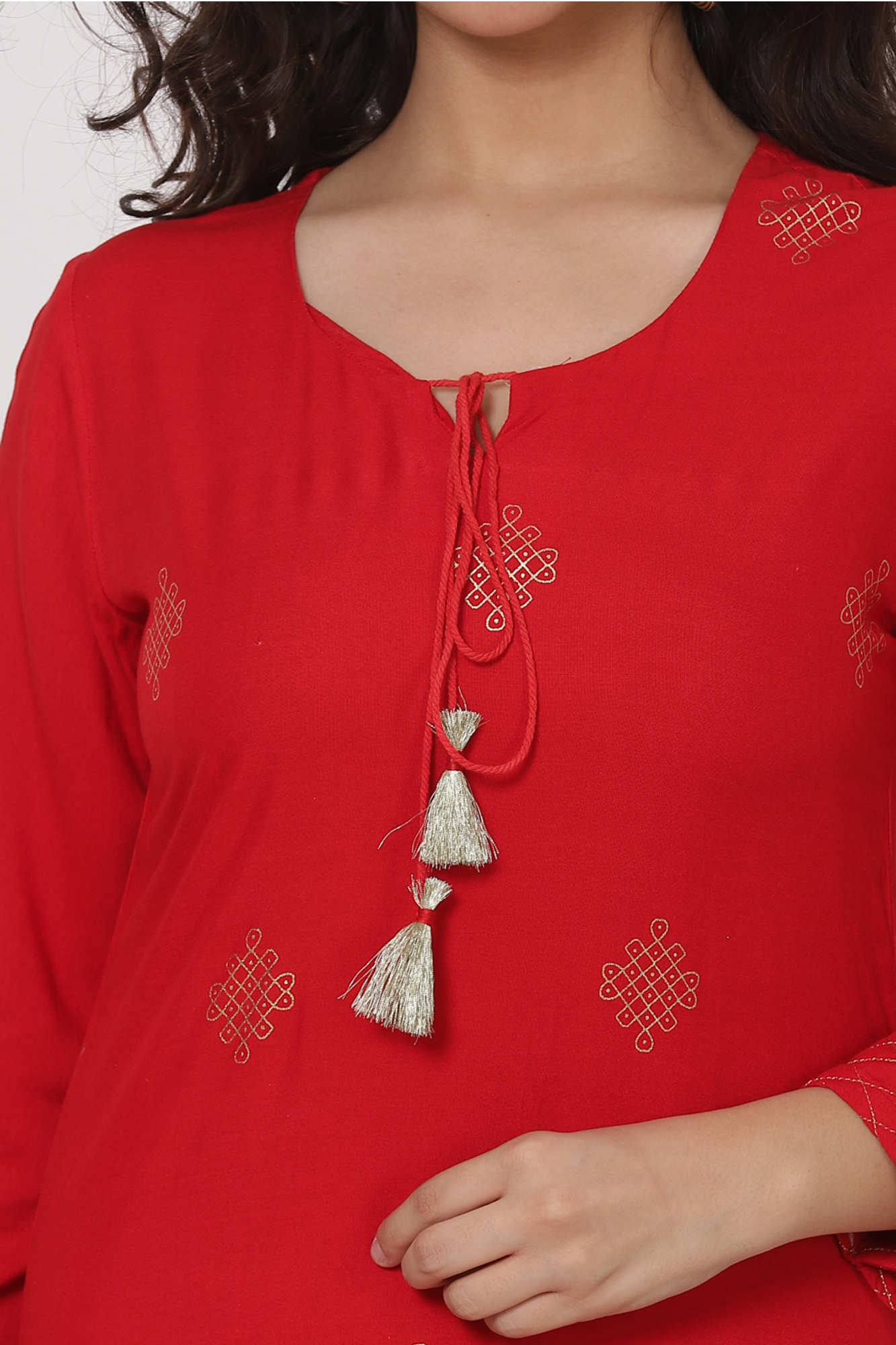 Red Viscose Rayon Kurta image number 1