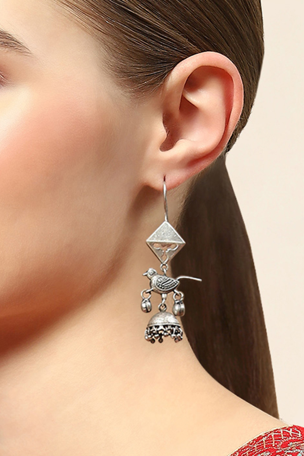 Oxidised Brass Earrings image number 3