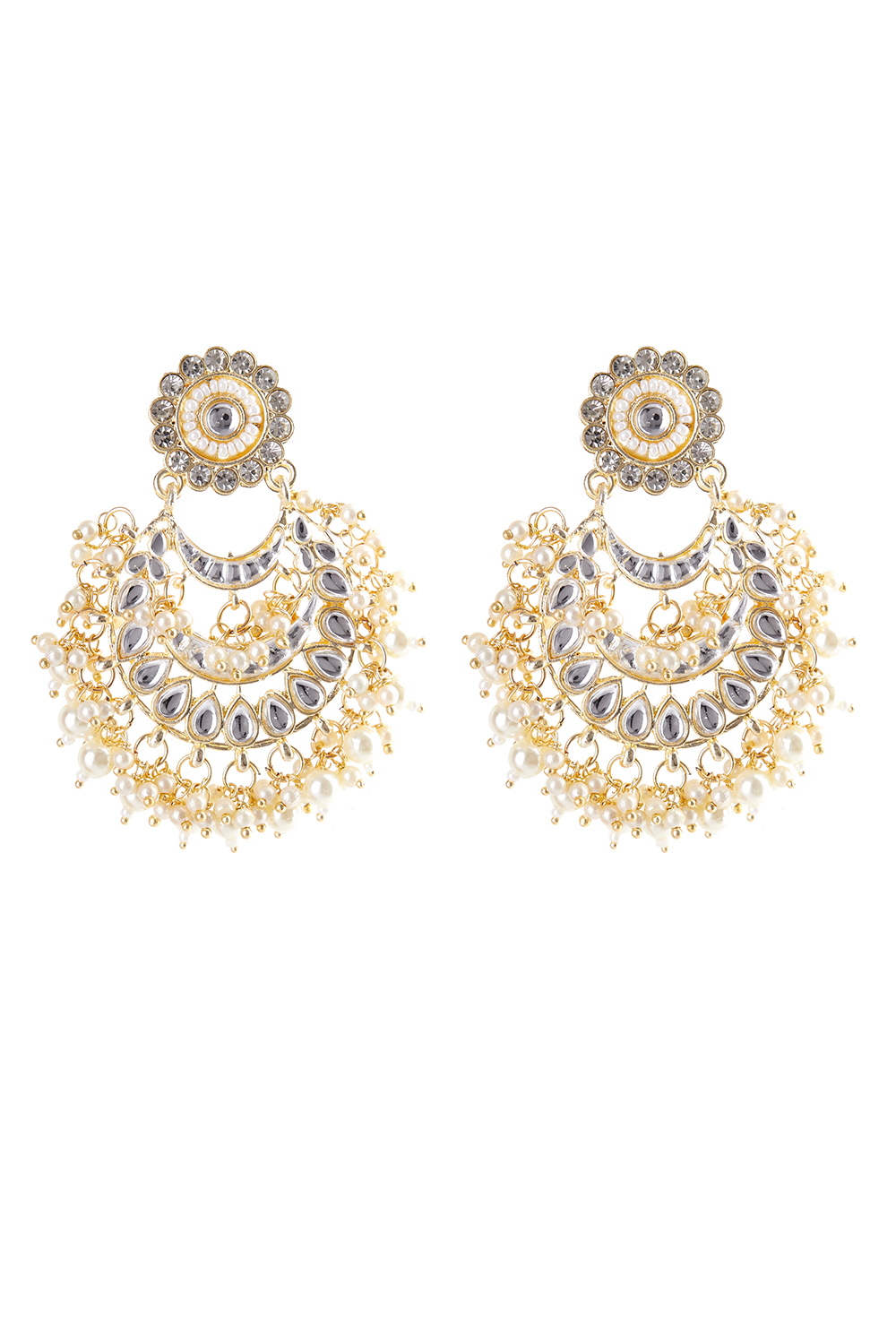 Gold Metal Brass Earrings image number 2