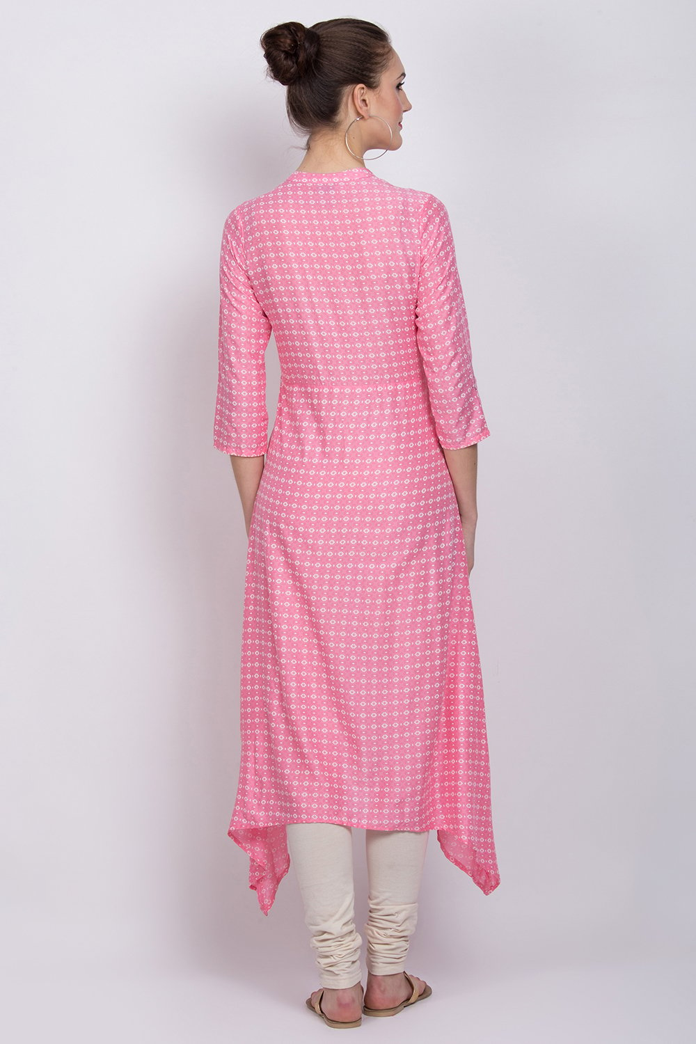 Pink Viscose A-Line Kurta image number 4