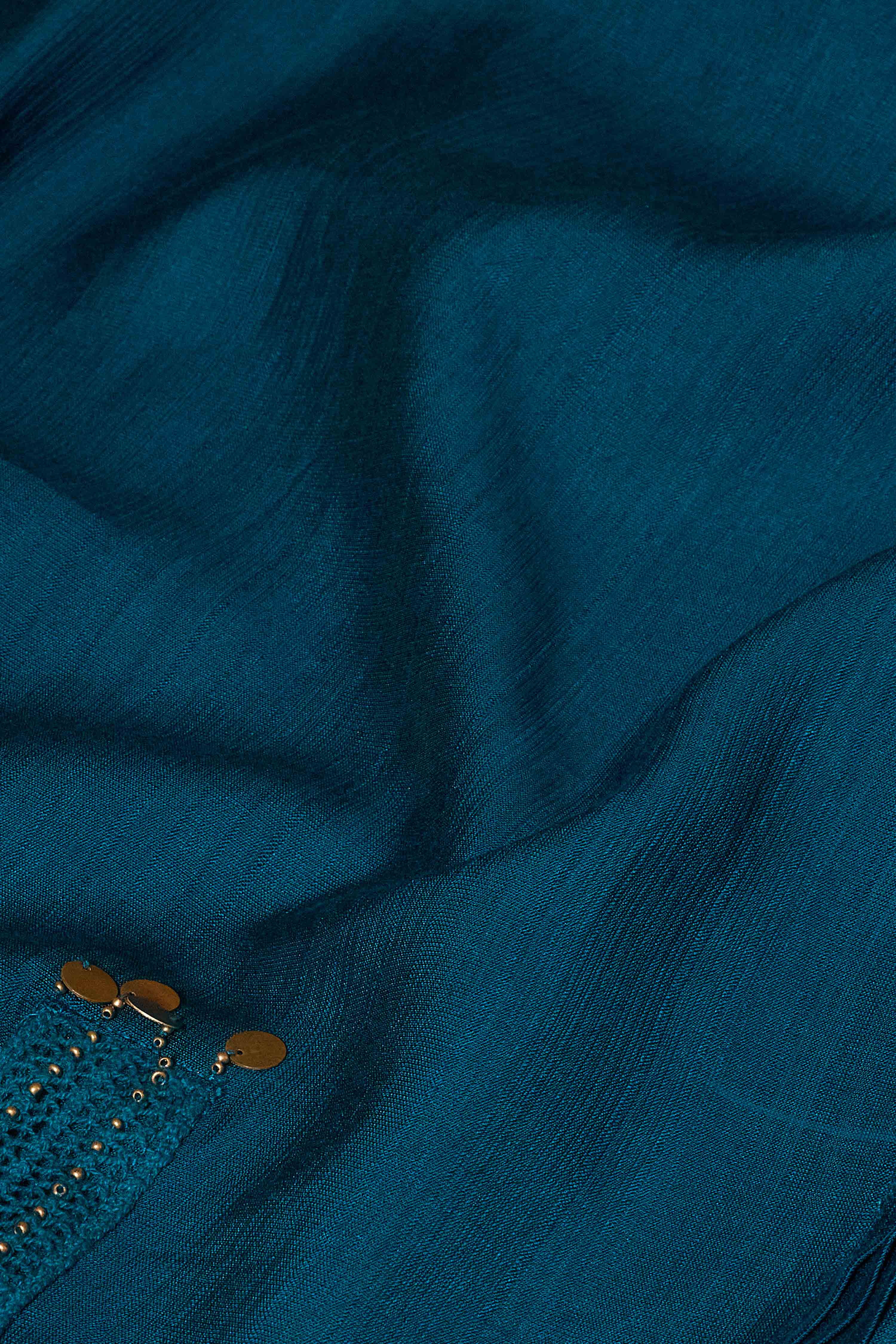 Teal Viscose Blend Straight Solid Kurta image number 7