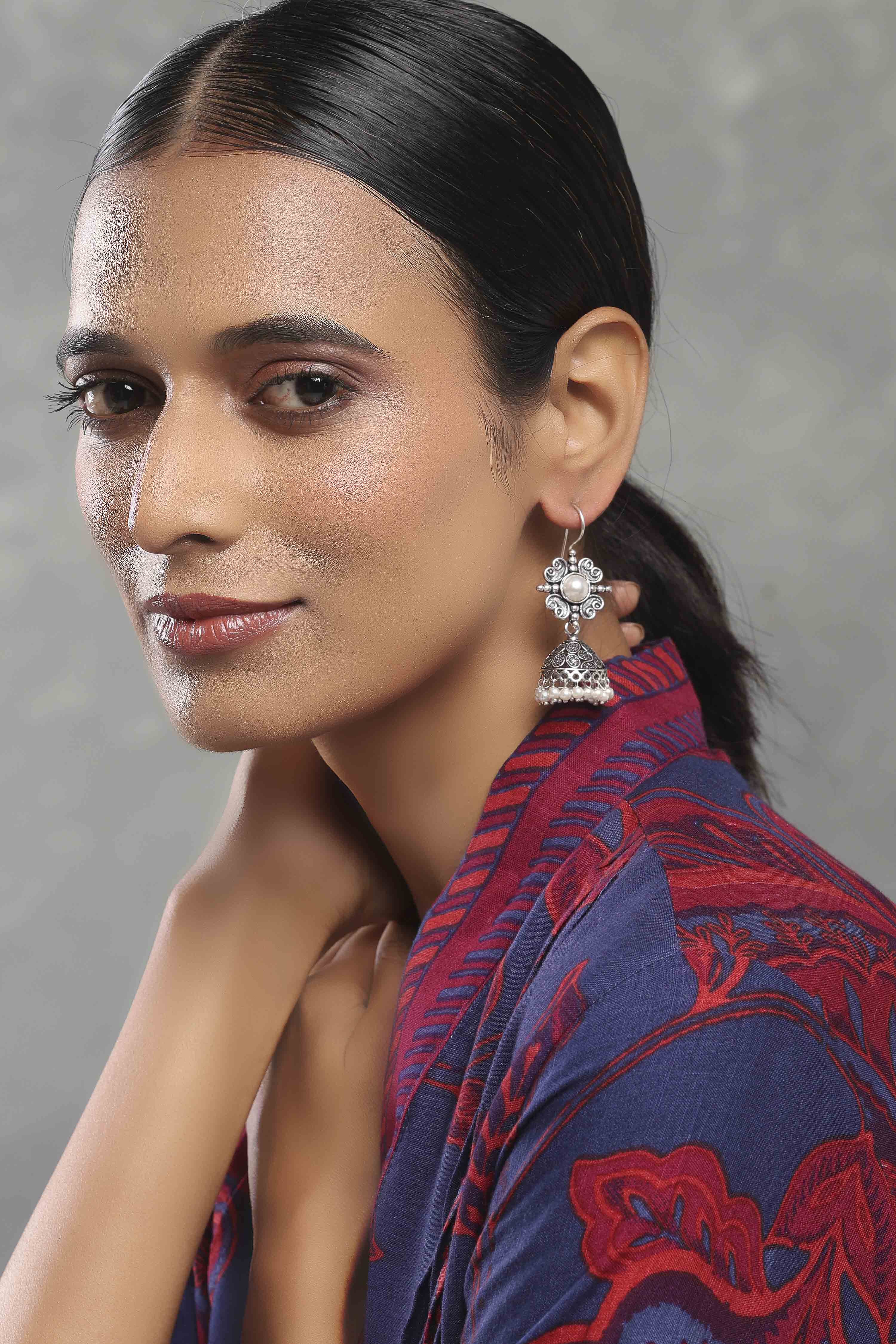 Pearl Brass Jhumka image number 3