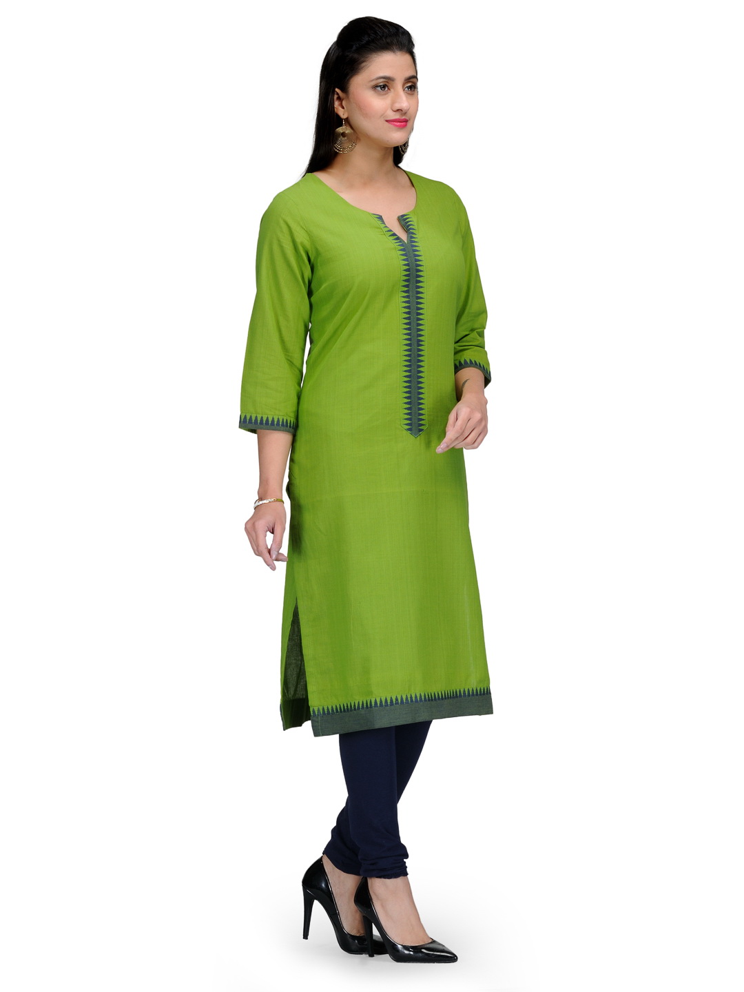 Green Cotton Straight Kurta image number 1