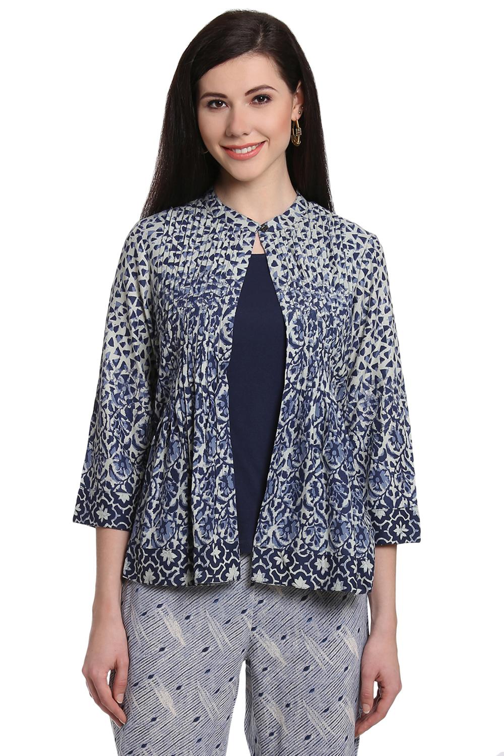 Indigo Rayon Front Open Indie Top image number 0