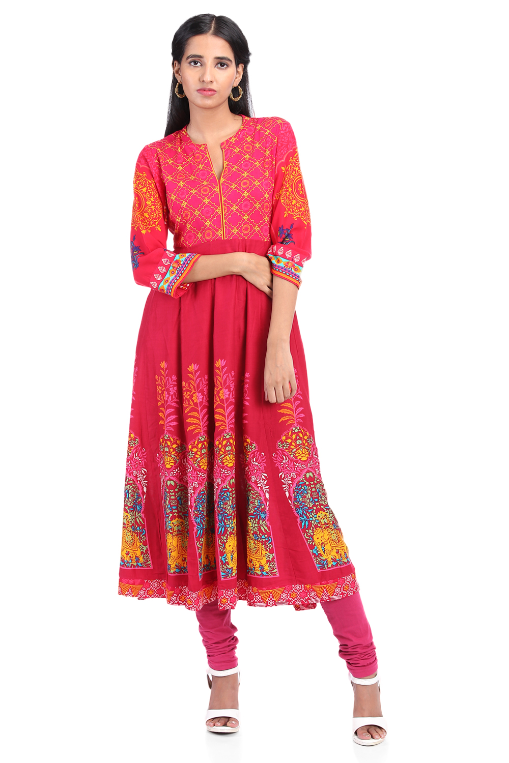 Off White Kalidar Viscose Rayon Kurta image number 0