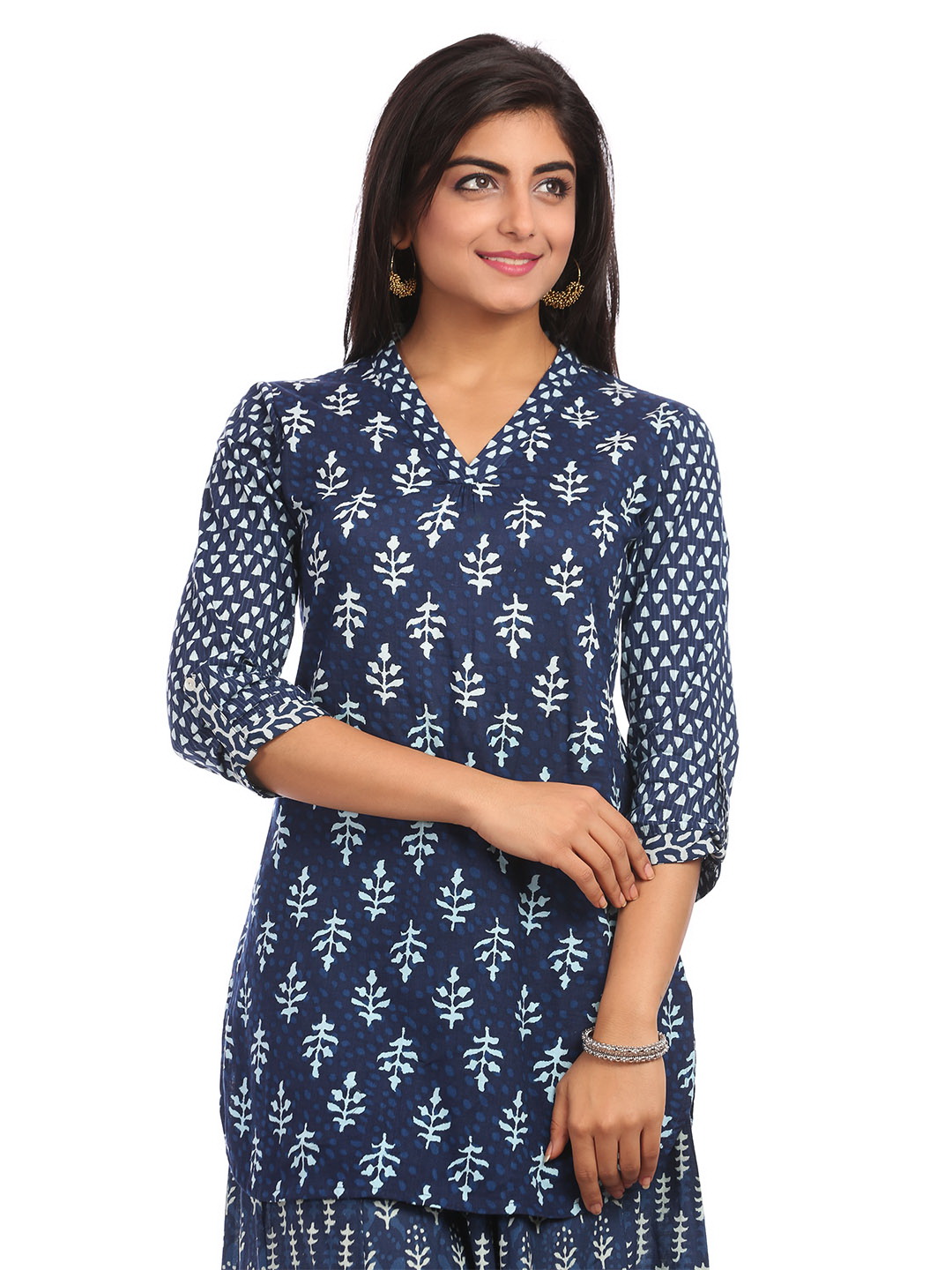 Indigo Straight Cotton Indie Top image number 0