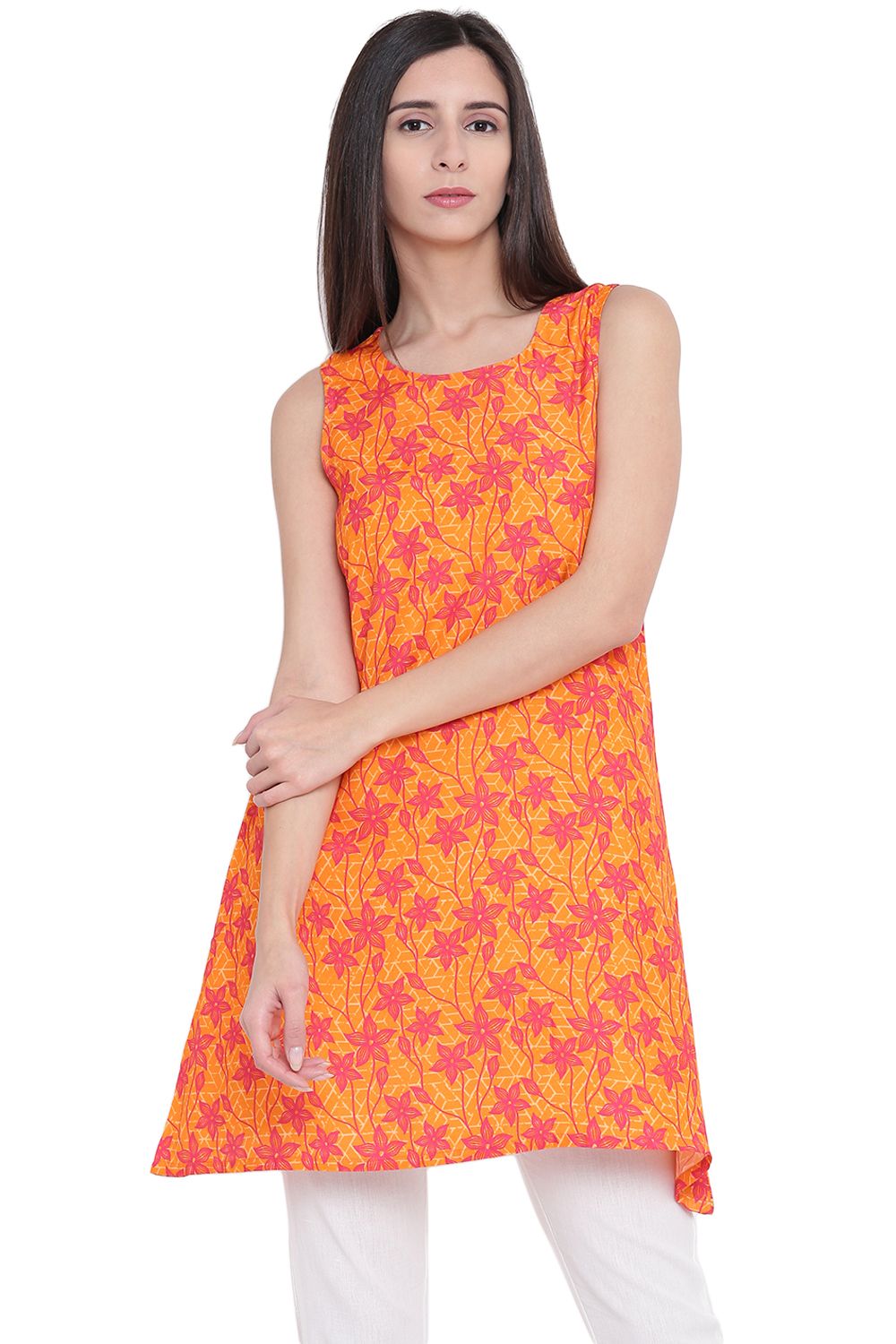 Pink Viscose A-Line Kurta image number 0