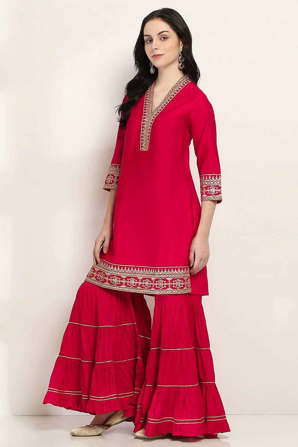 Red Viscose Straight SET image number 3