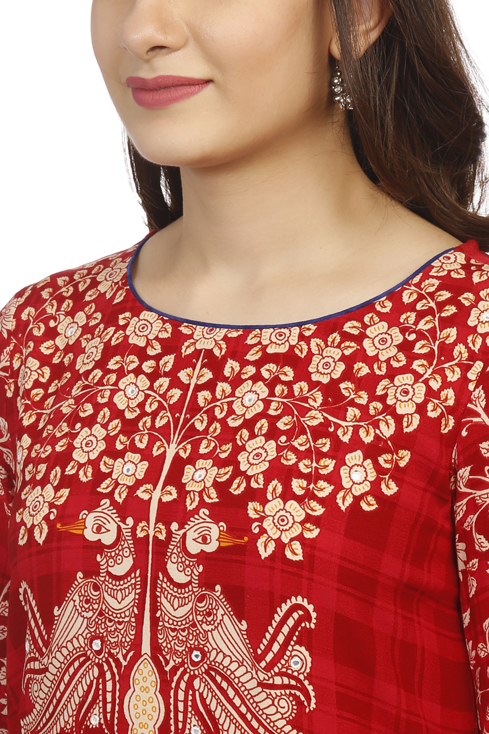 Maroon Straight Viscose Kurta image number 1