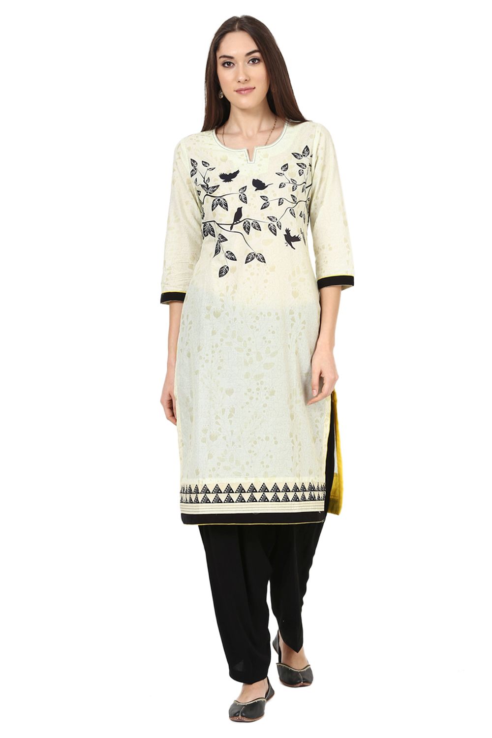 Beige Straight Cotton Kurta image number 0