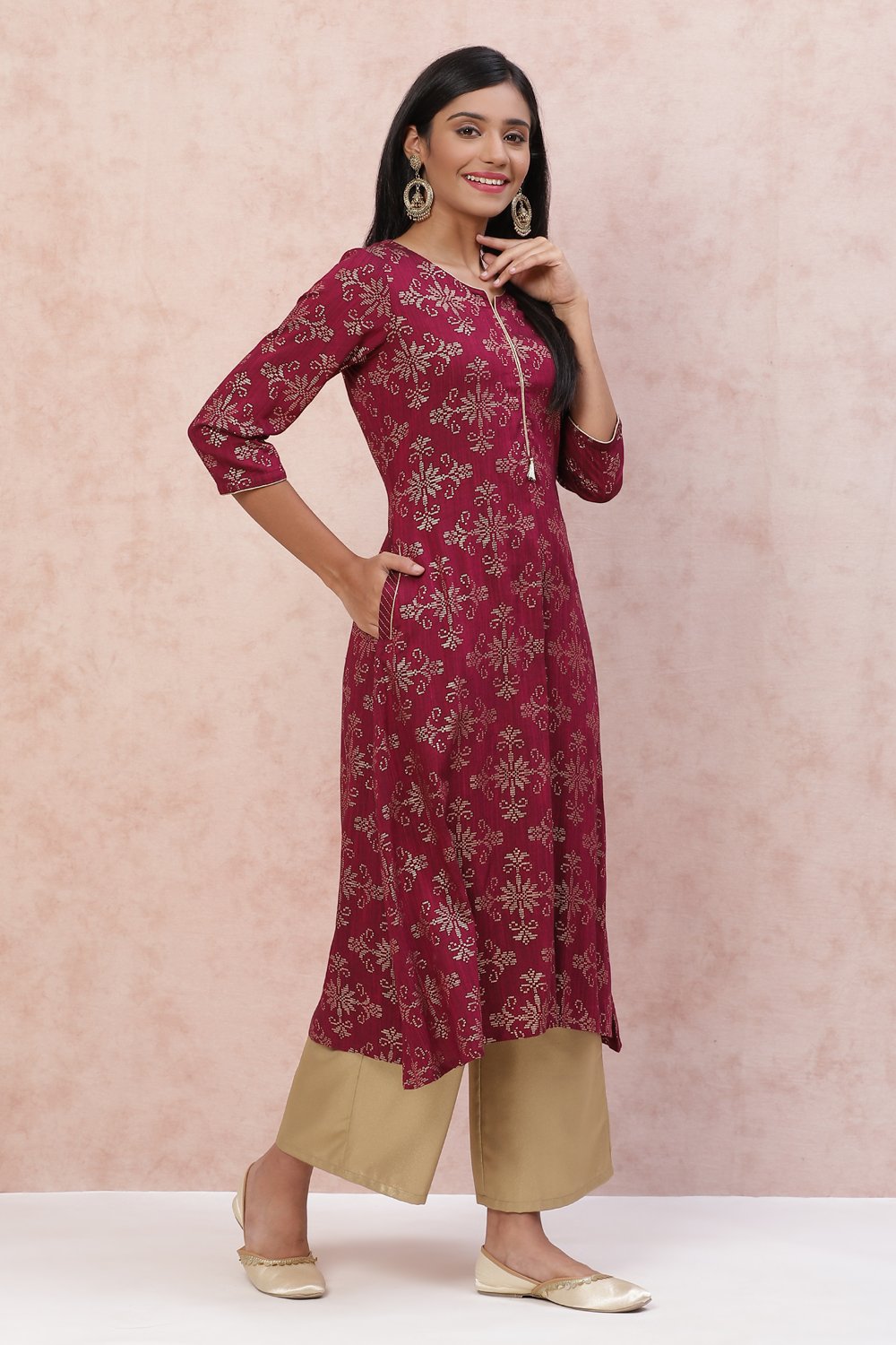 Black LIVA A Line Kurta Dress image number 2