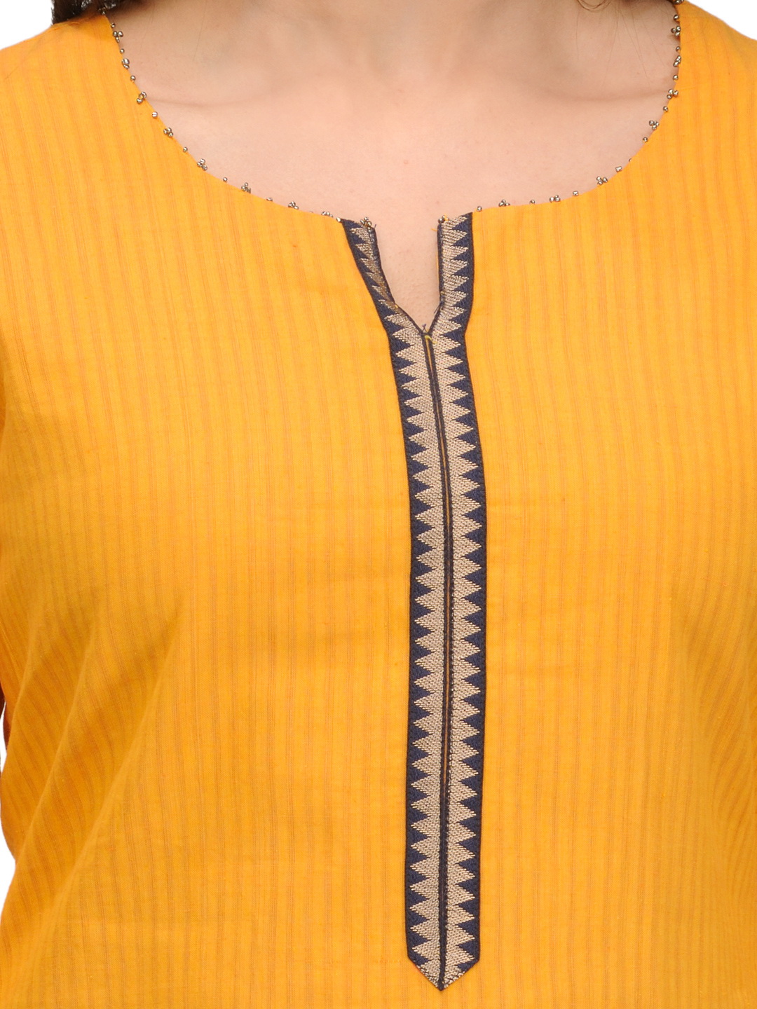 Yellow Cotton Straight Kurta image number 4