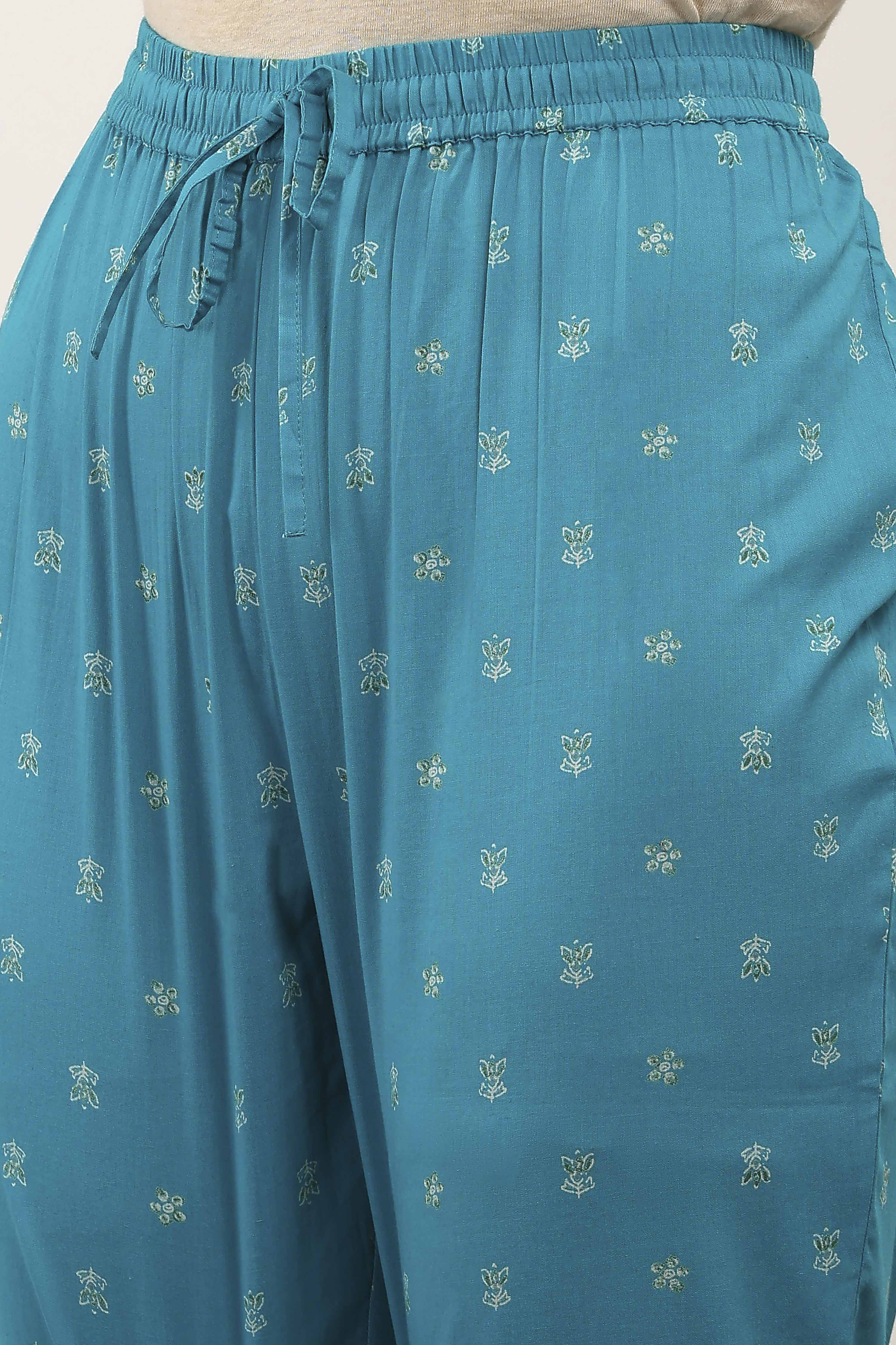 Blue Cotton Straight Suit Sets image number 2