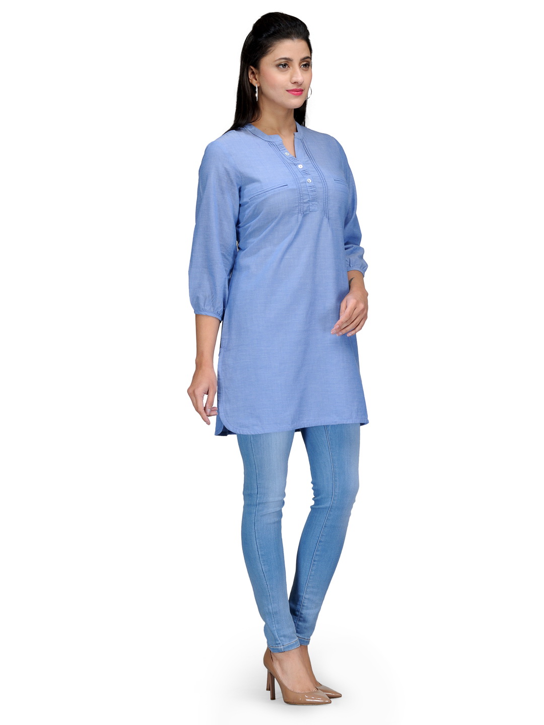 Blue Cotton Straight Kurti image number 1