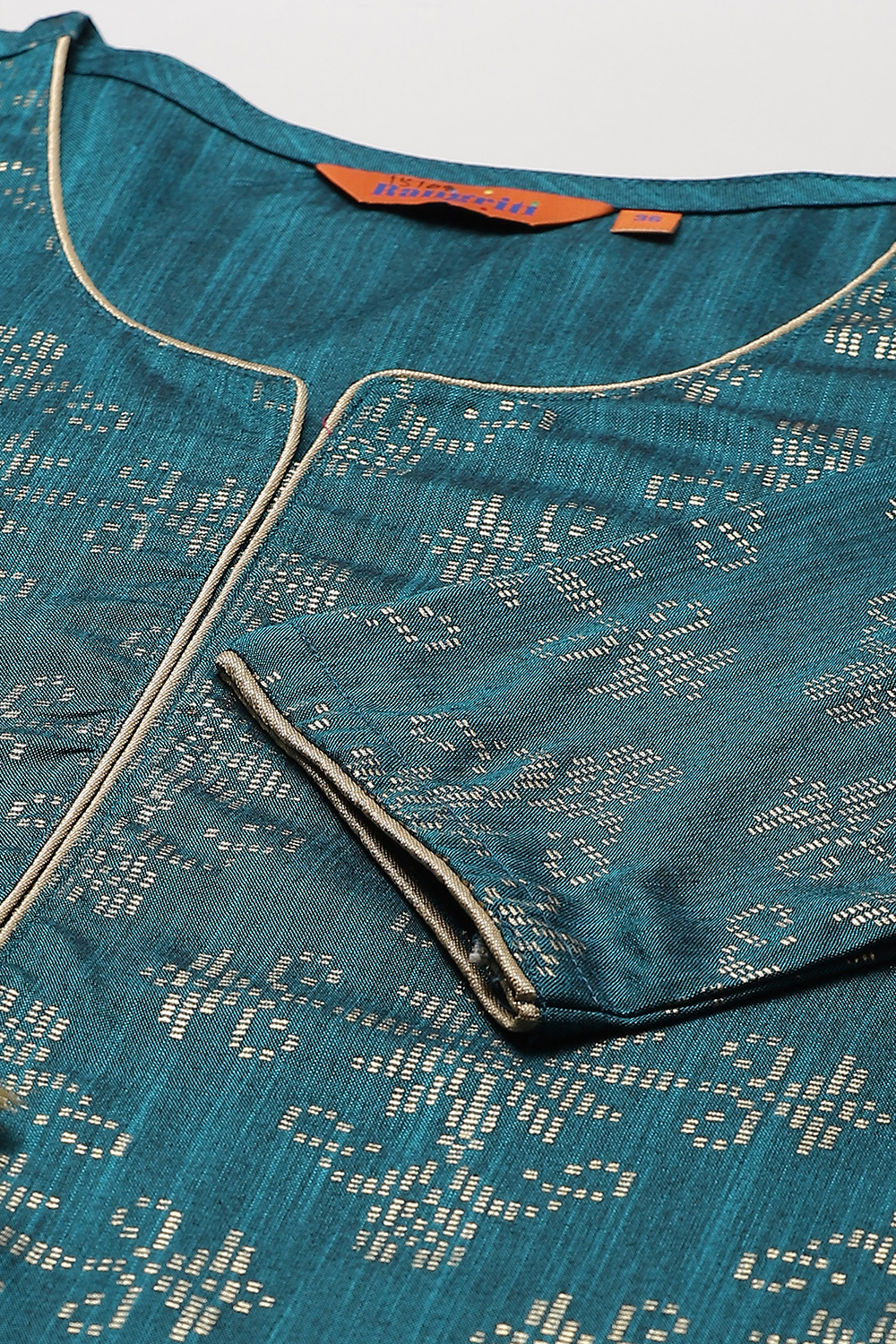 Teal Green LIVA A Line Kurta image number 1