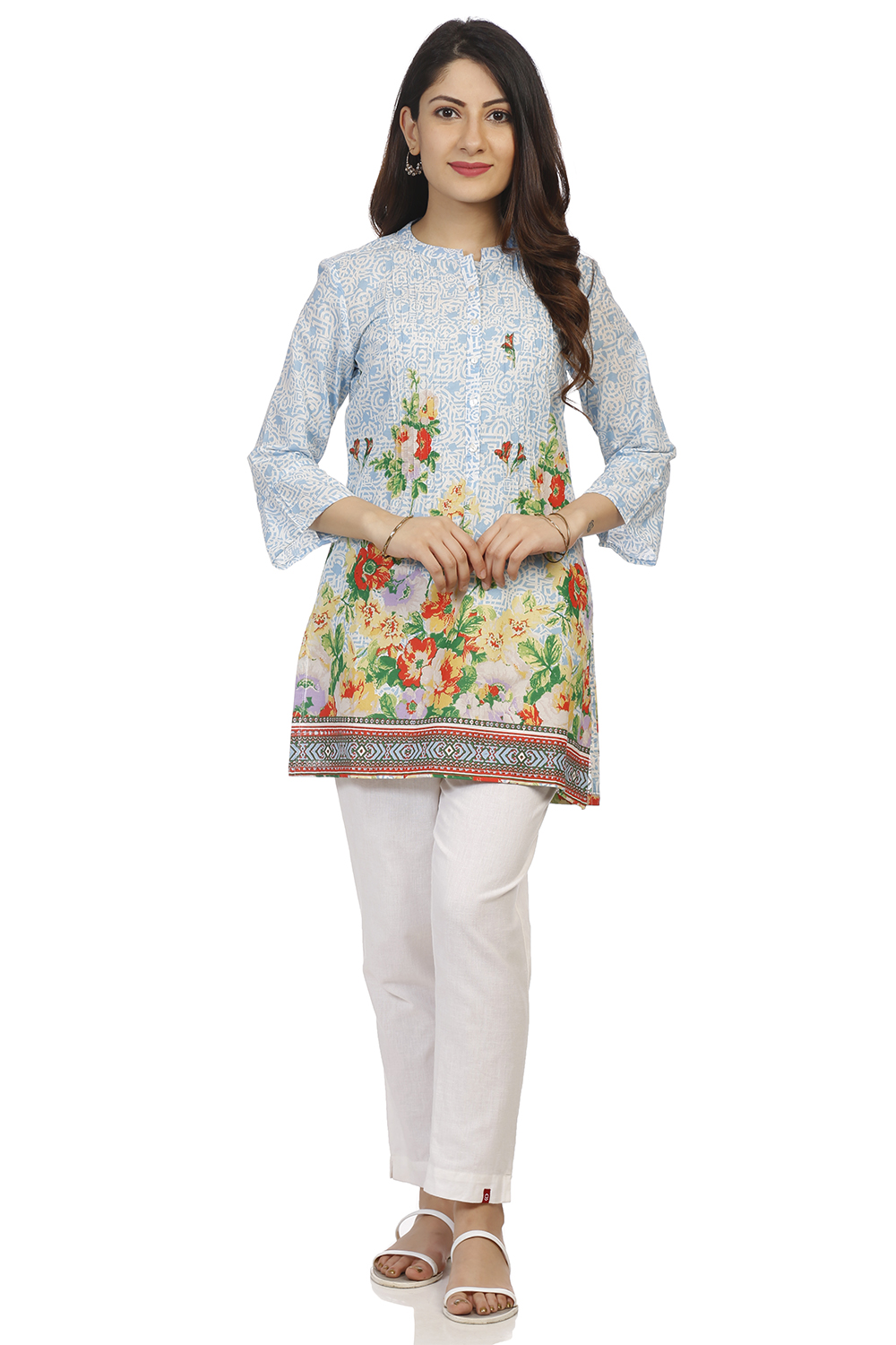 Blue Straight Cotton Kurta image number 0