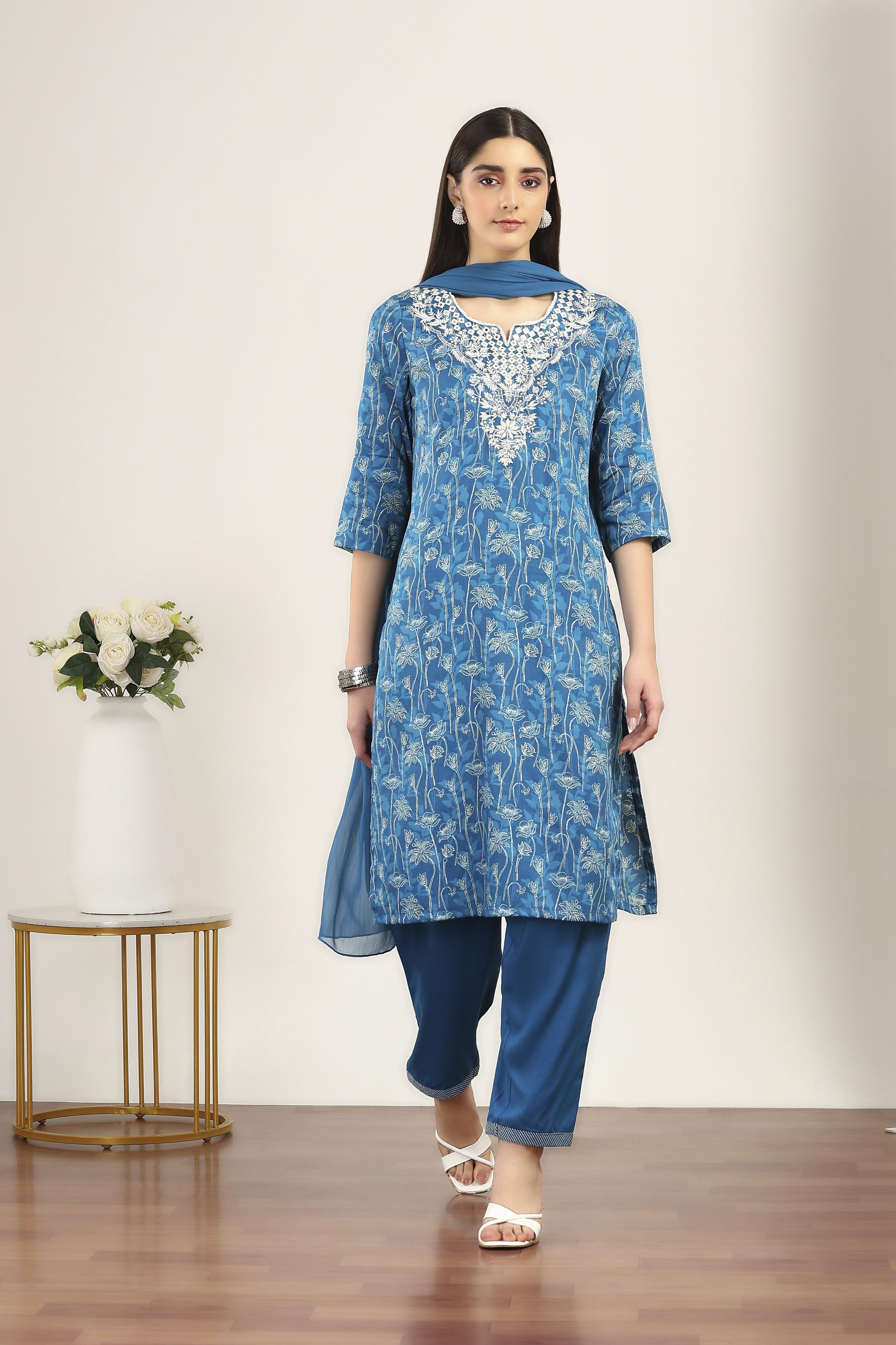 Red Cotton Straight Suit Sets image number 6