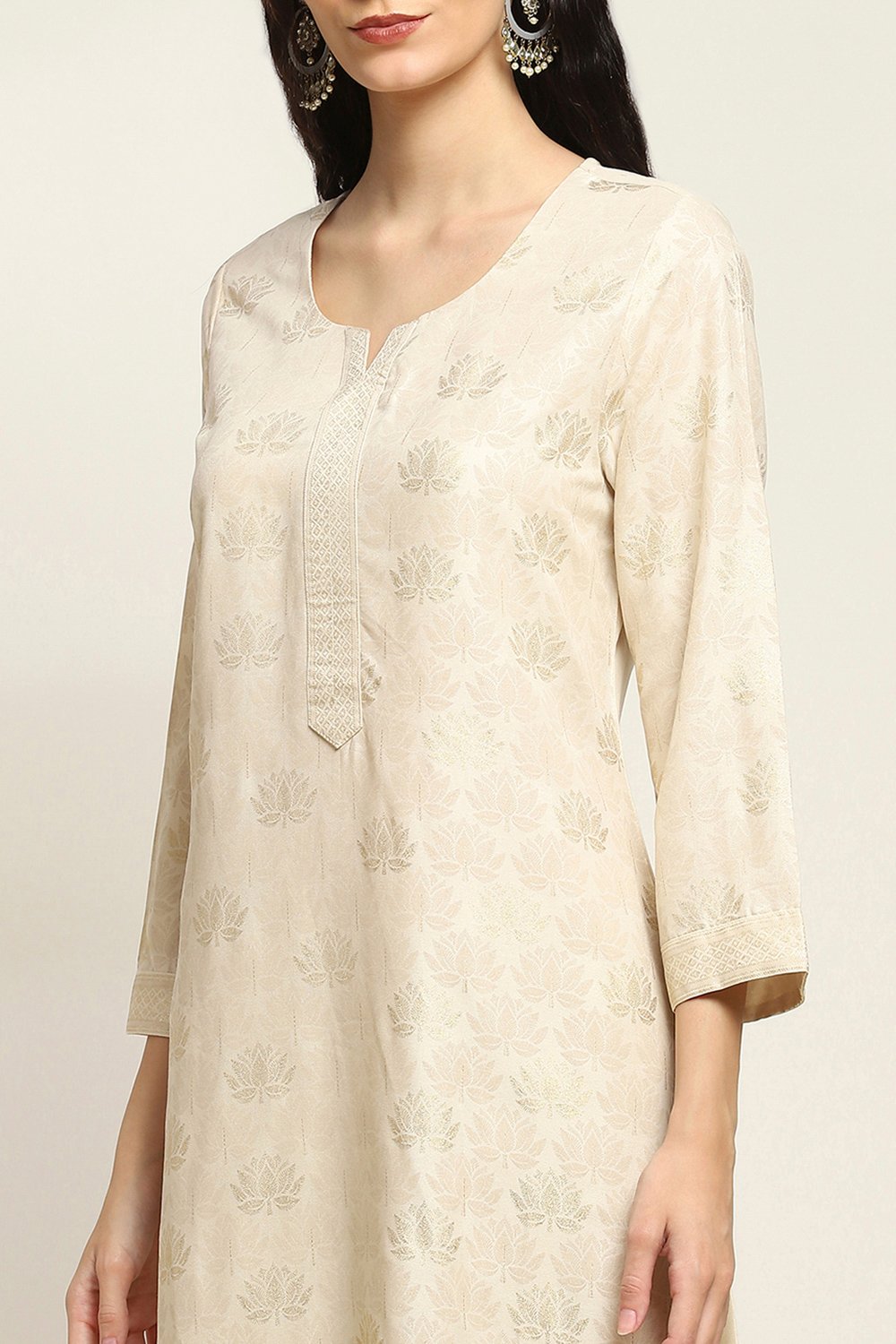 Blue Viscose Rayon Printed Straight Kurta image number 1