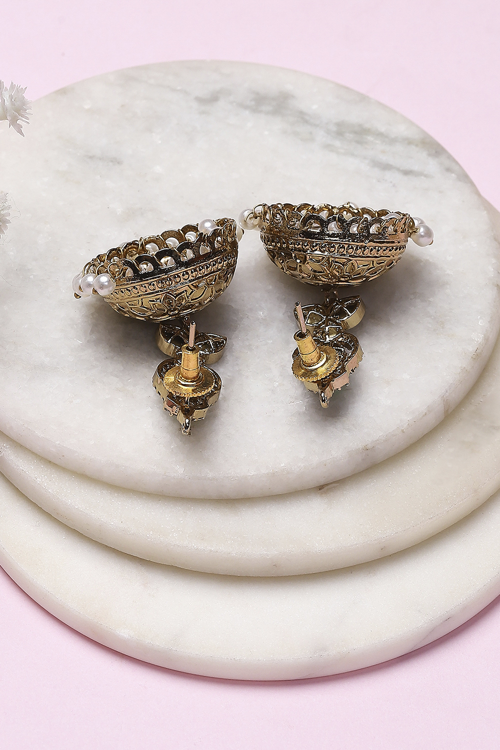 Green Brass Jhumka image number 2