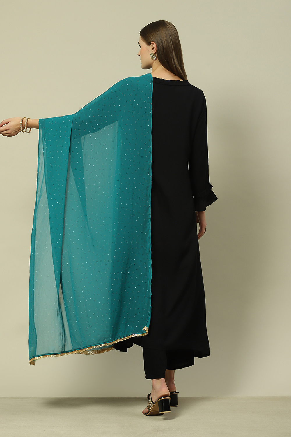 Green Polyester Printed Dupatta image number 2