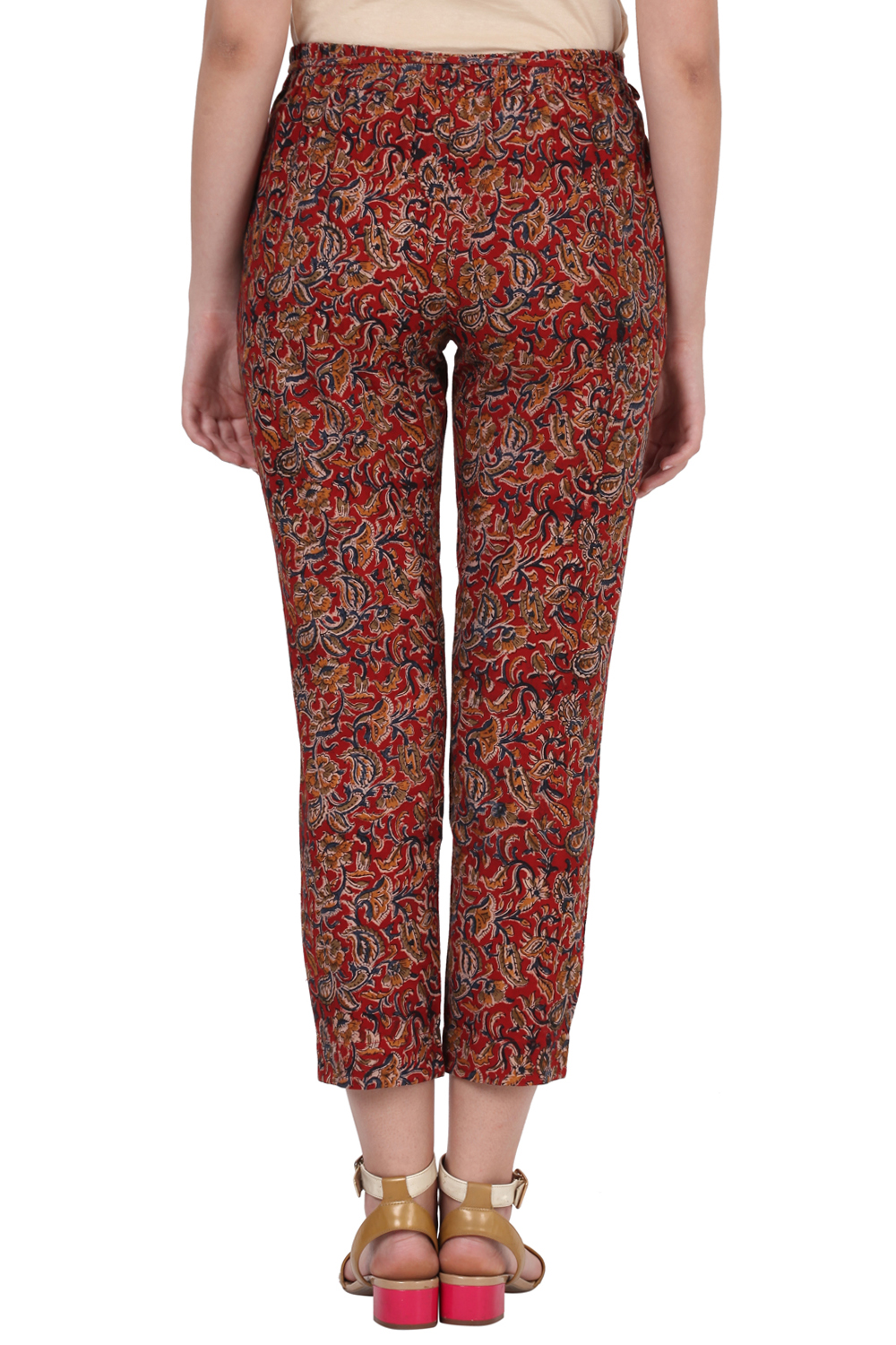 Maroon Cotton Flex Slim Pants image number 4