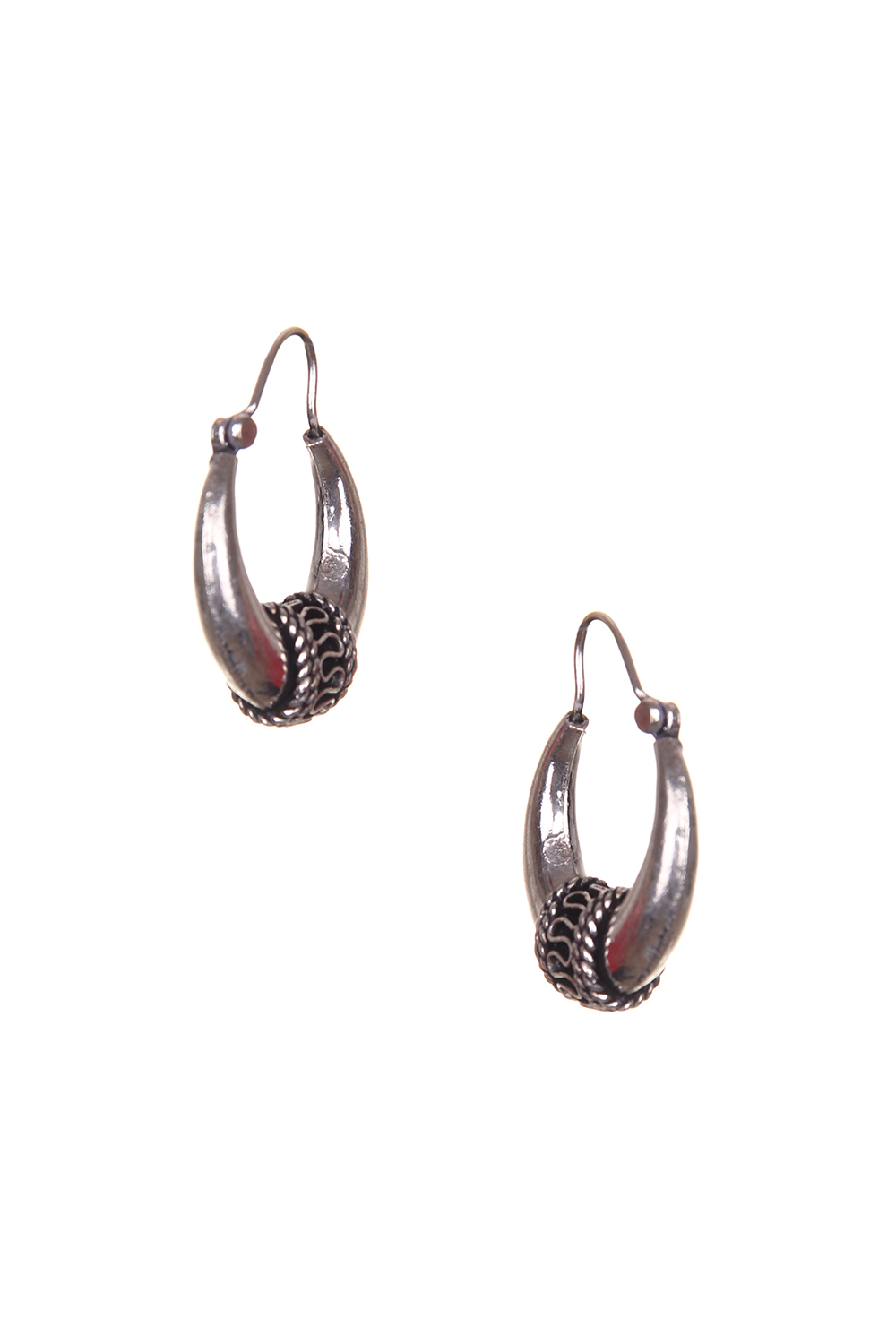 Silver Oxidiesd Bali Earrings image number 1