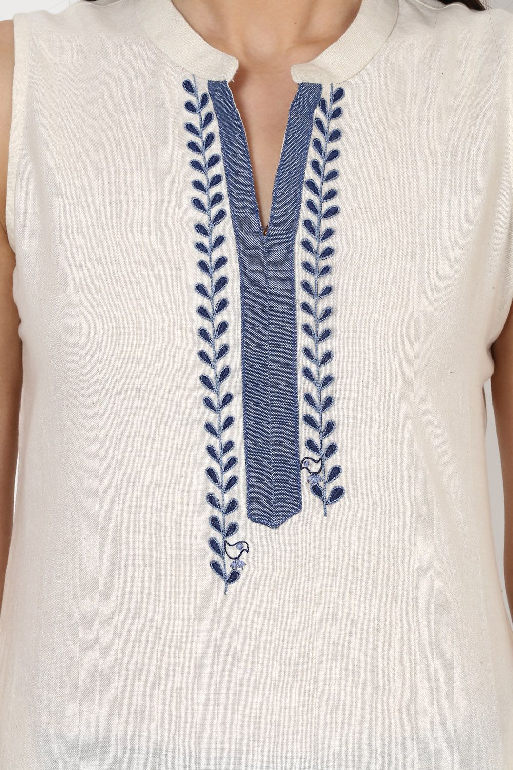 Off White Straight Cotton Indie Top image number 5