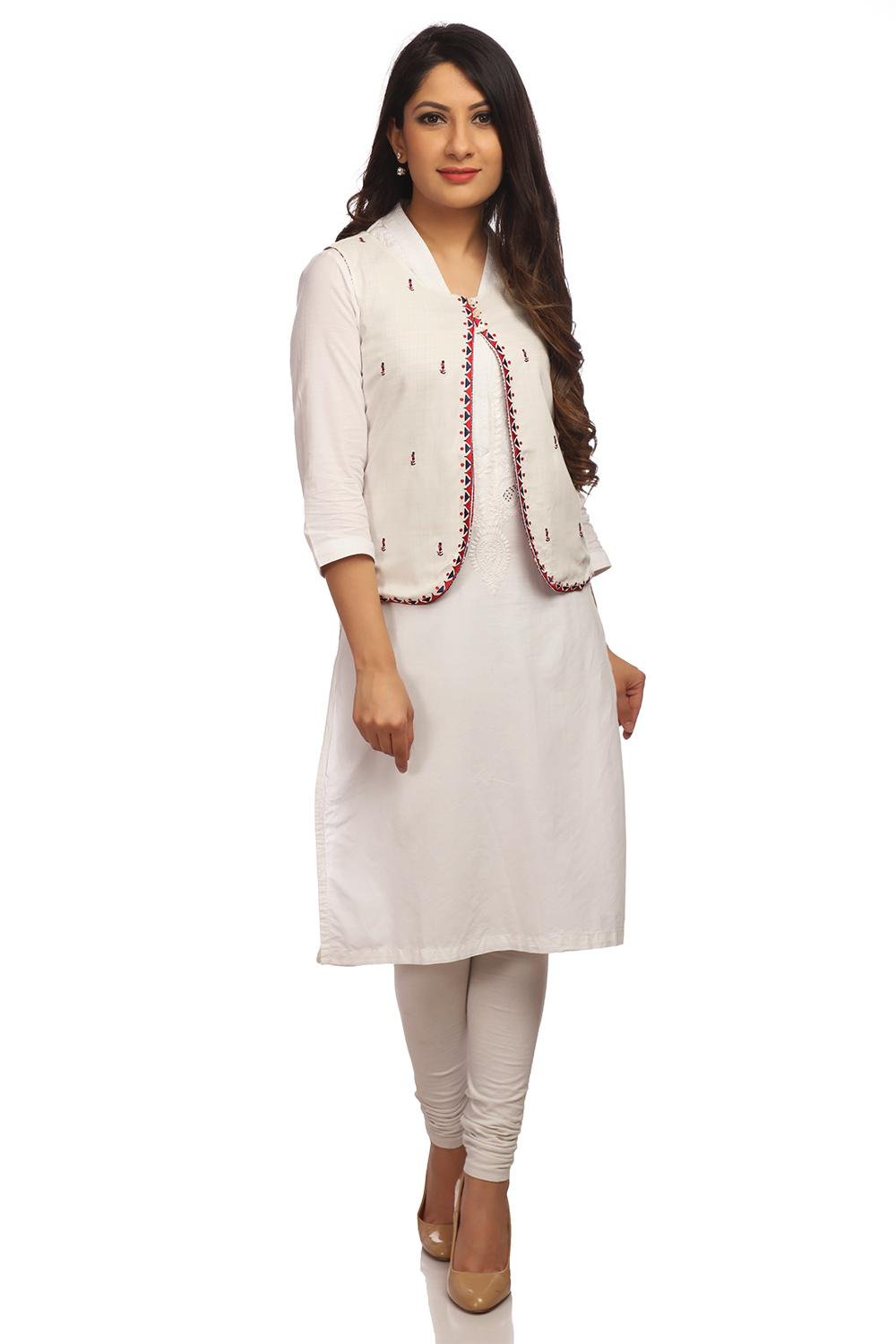 White Straight Viscose Rayon Jacket image number 5