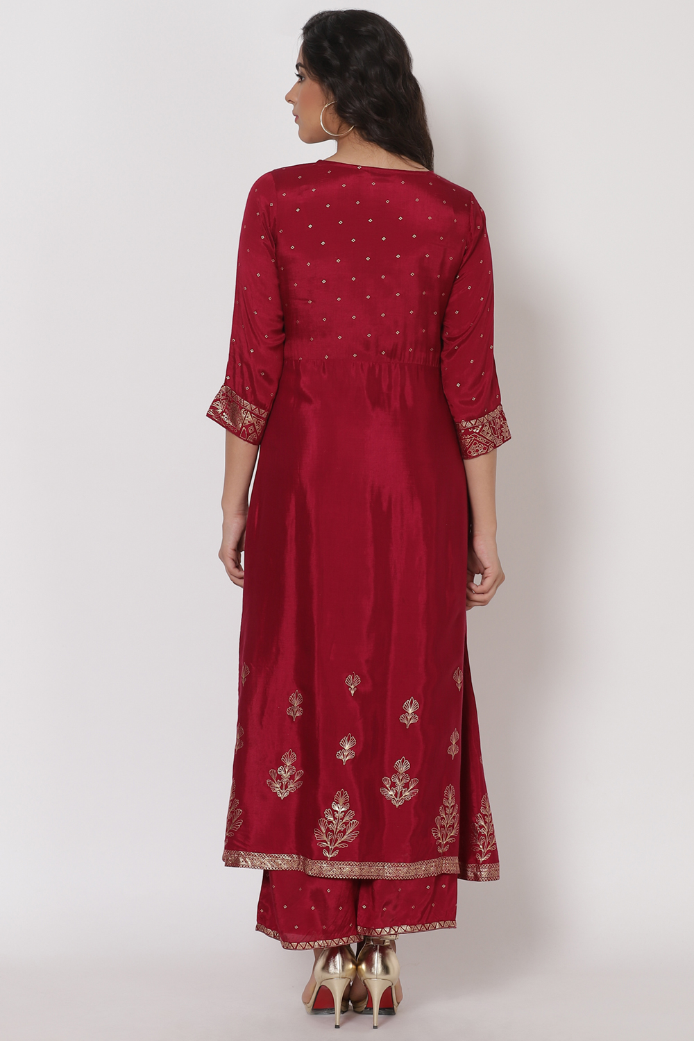 Wine Viscose Line Kurta image number 4