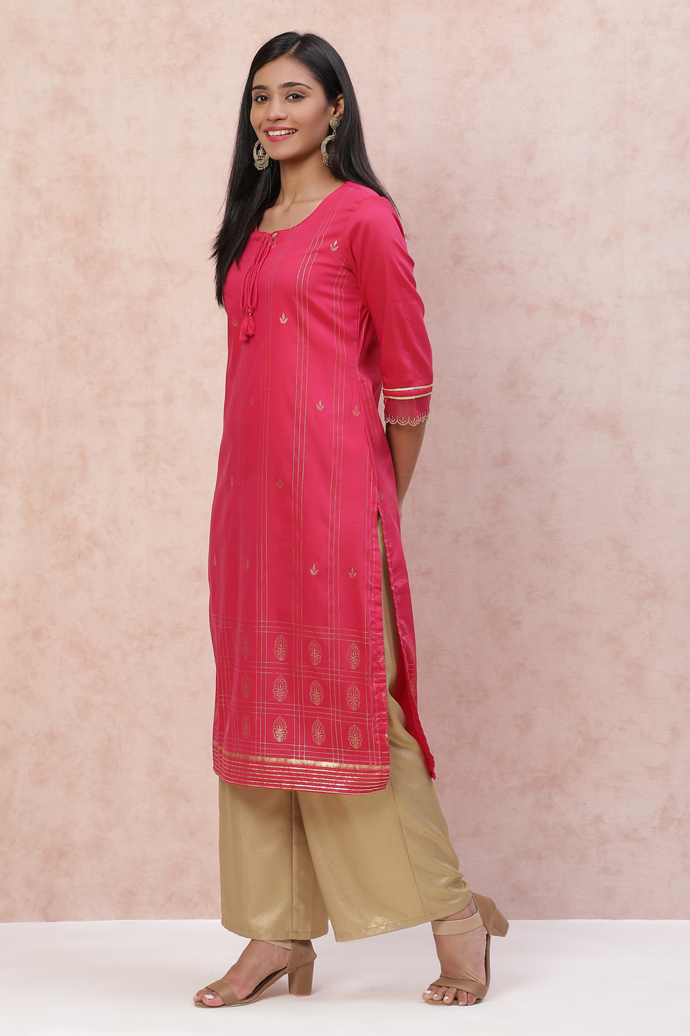 Fuchsia Art Silk Straight Kurta image number 3