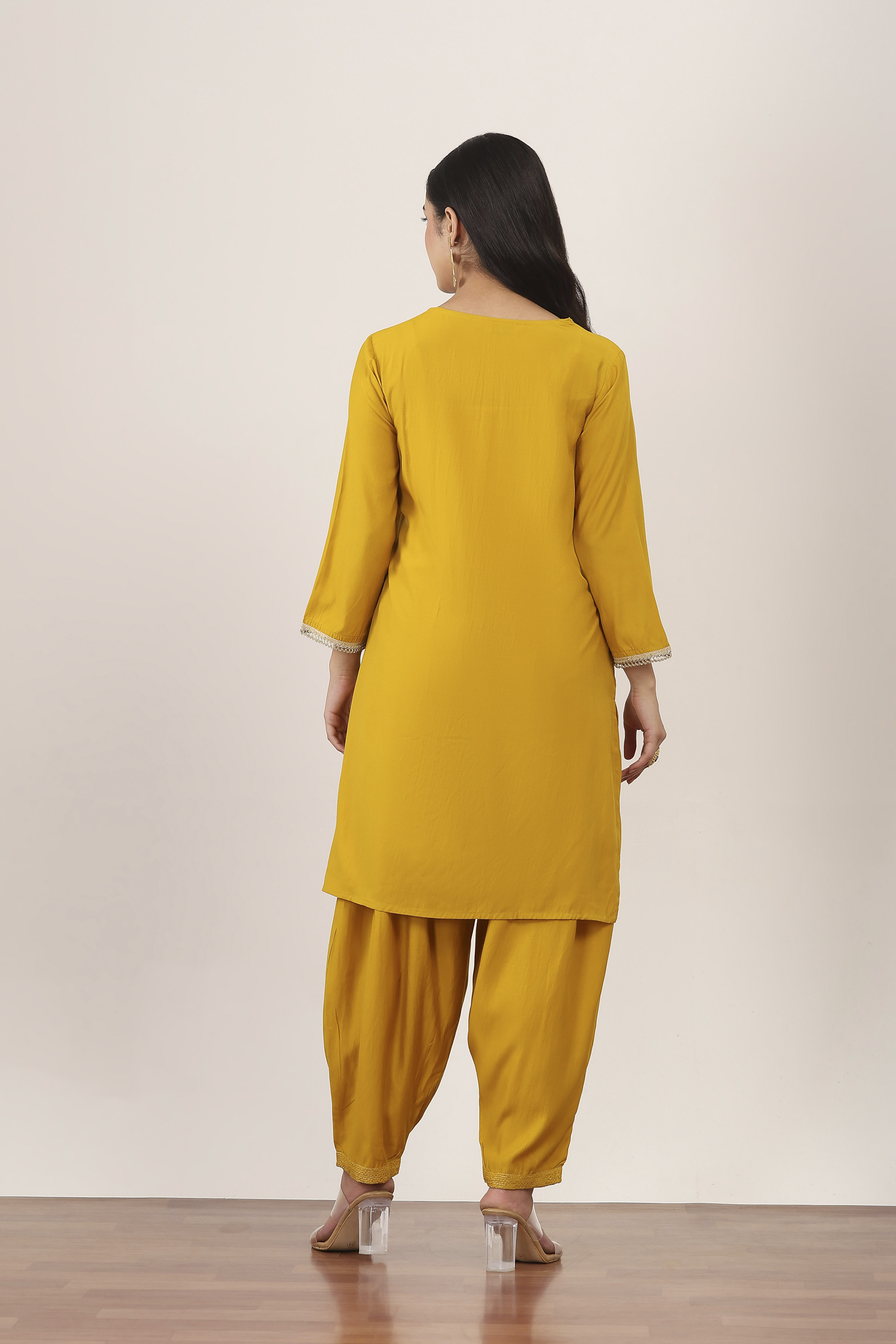 Purple Viscose Polyester Straight Suit Sets image number 4