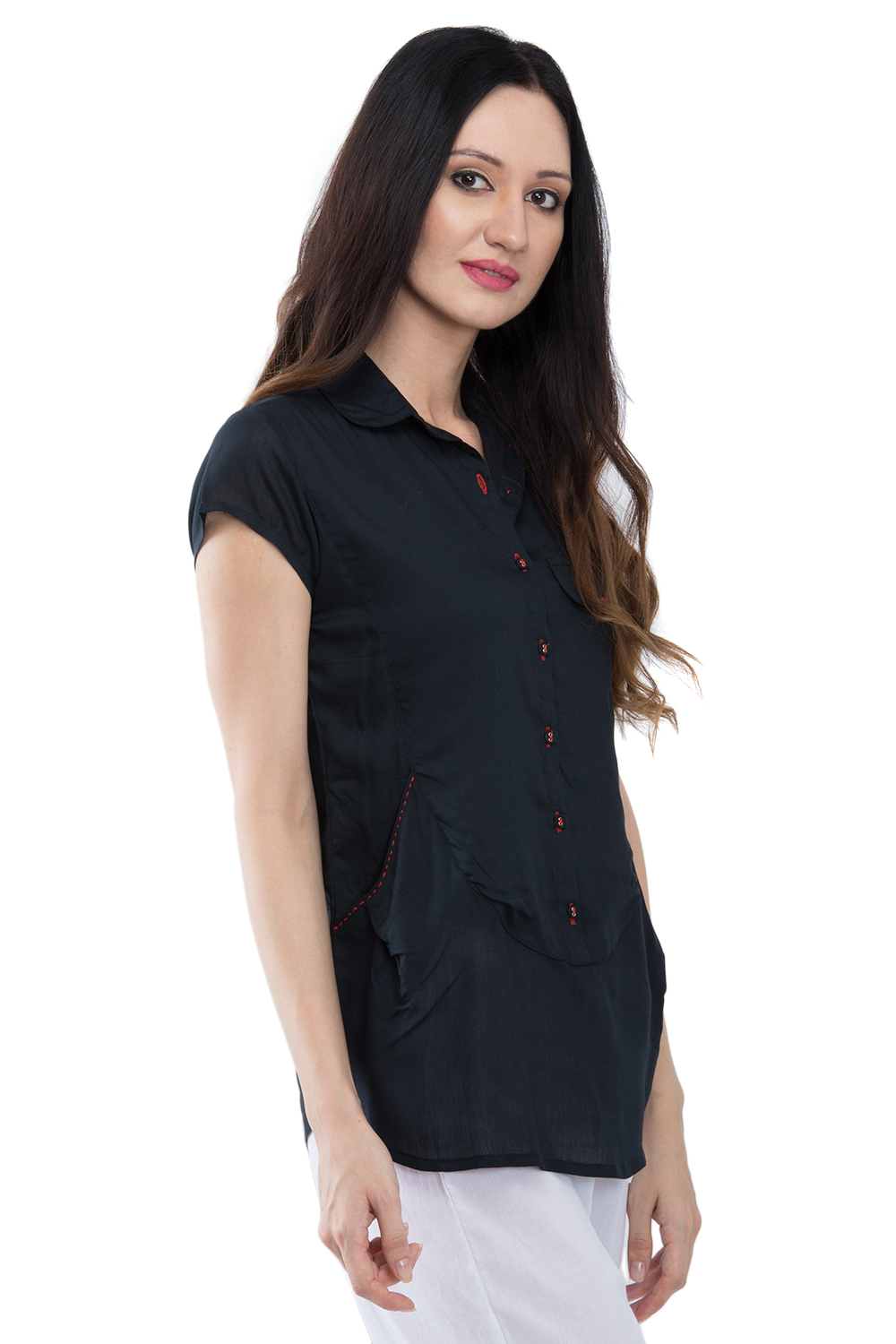 Black Short top Viscose Indie Top image number 3