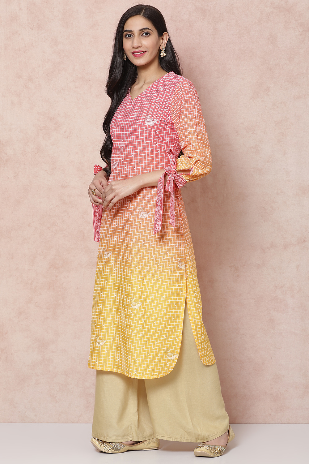 Yellow LIVA Straight Kurta image number 2