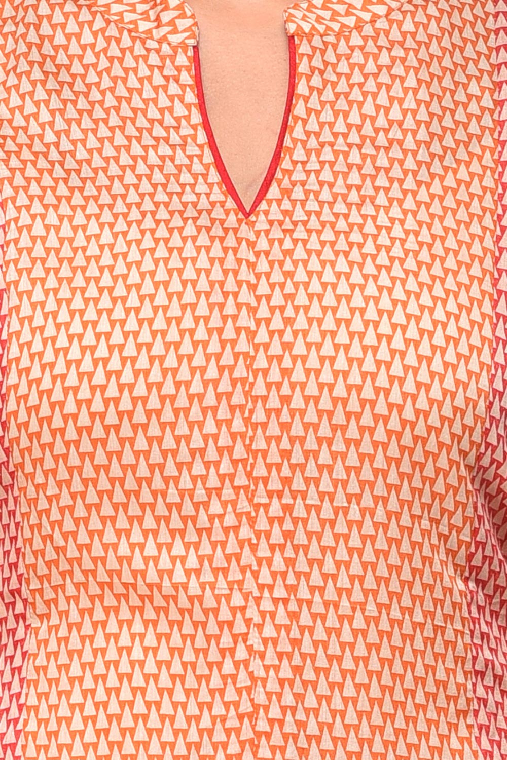 Red Straight Cotton Kurta image number 4