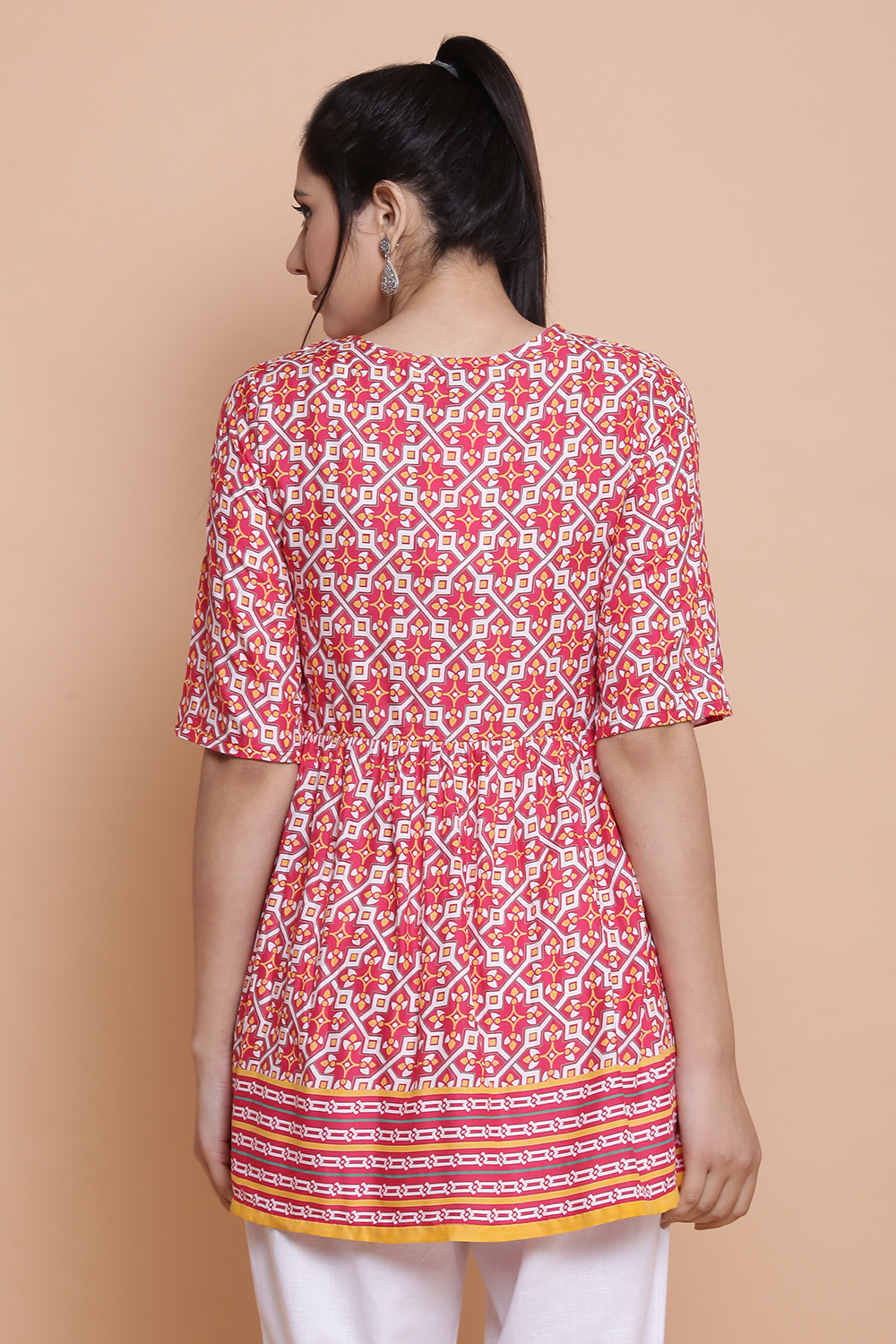 Pink Viscose Rayon Short Top image number 5