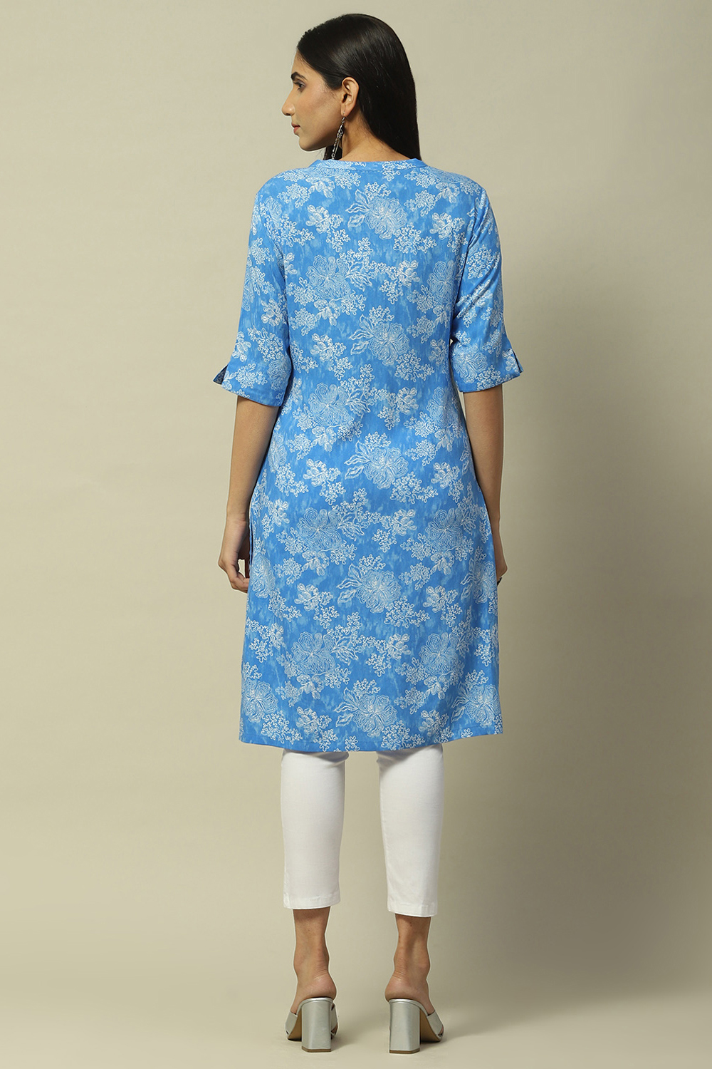 Blue Rayon Staight Kurta image number 3