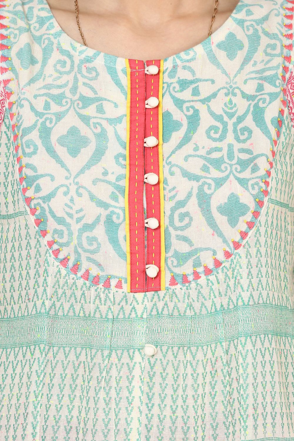 Teal Green Kalidar Gauge Kurta image number 1