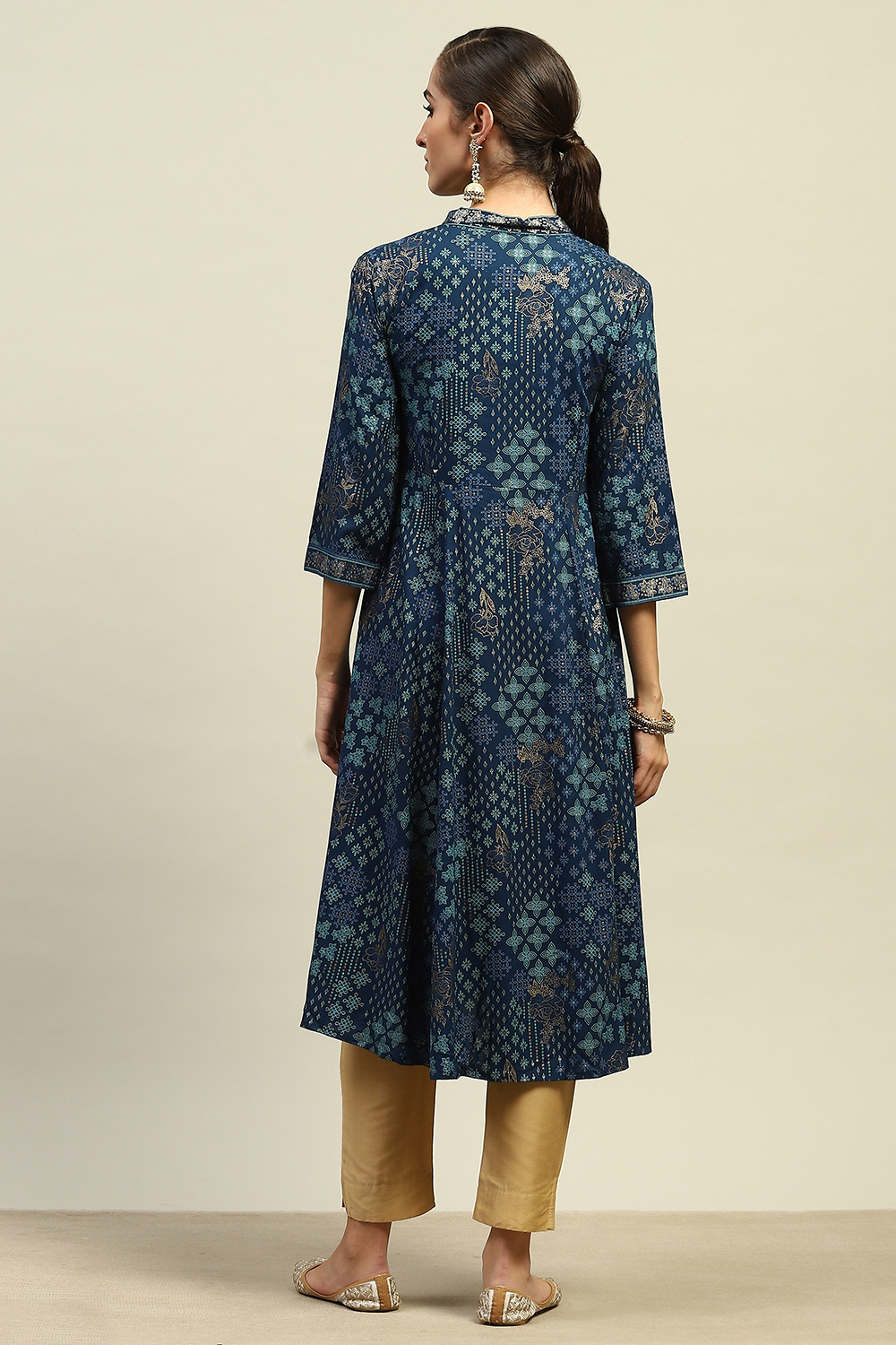 Red Rayon Printed A-line Kurta image number 3