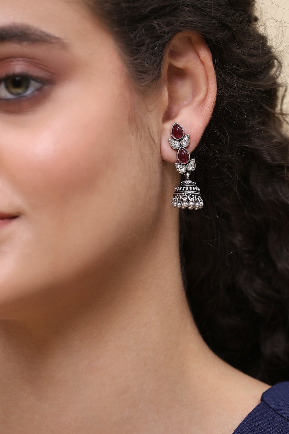 Red Brass Jhumka image number 1